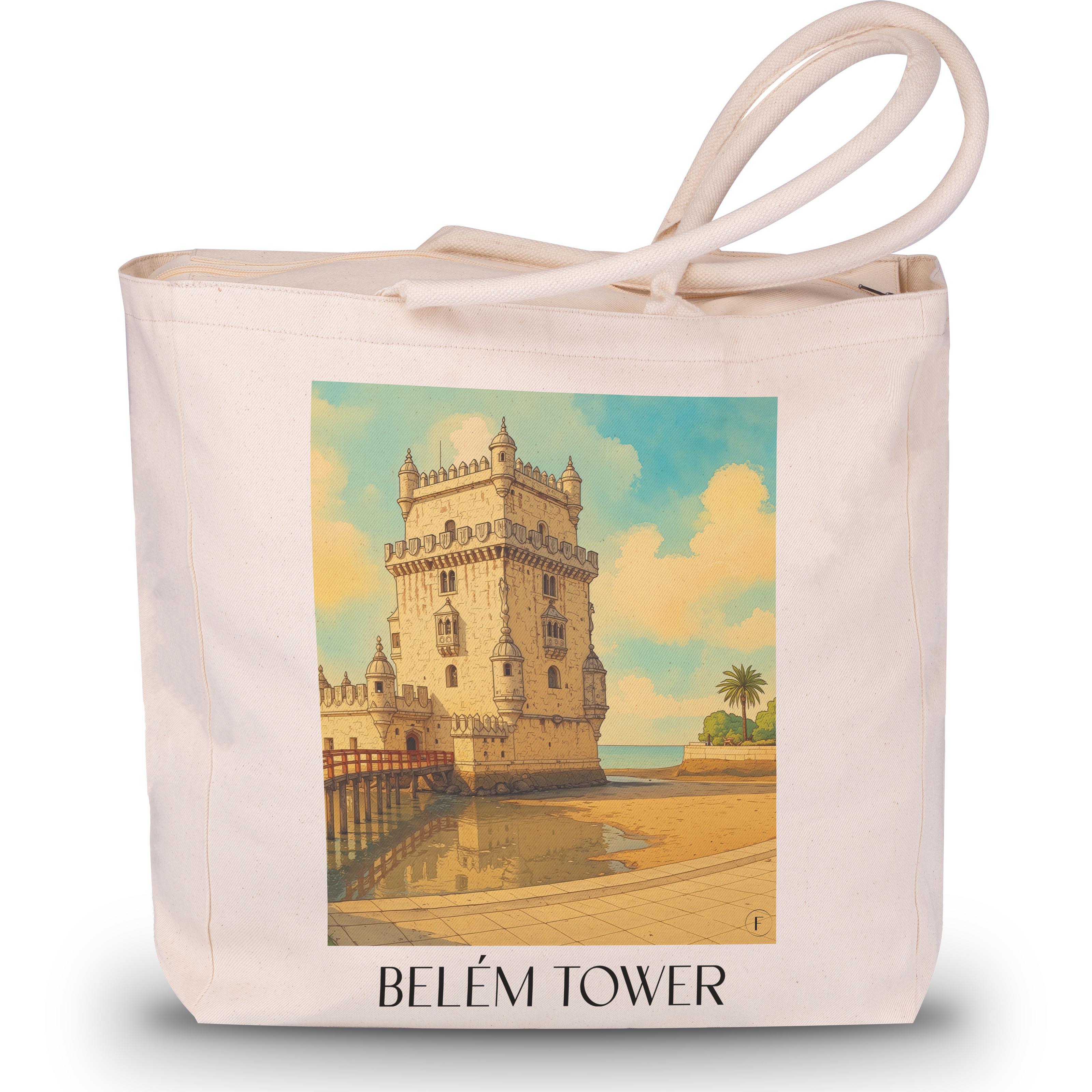 Torre de Belem Shopping Tasche - Lissabon - Portugal Tote Bag - Einkaufstasche im Aquarell Stil - favplace