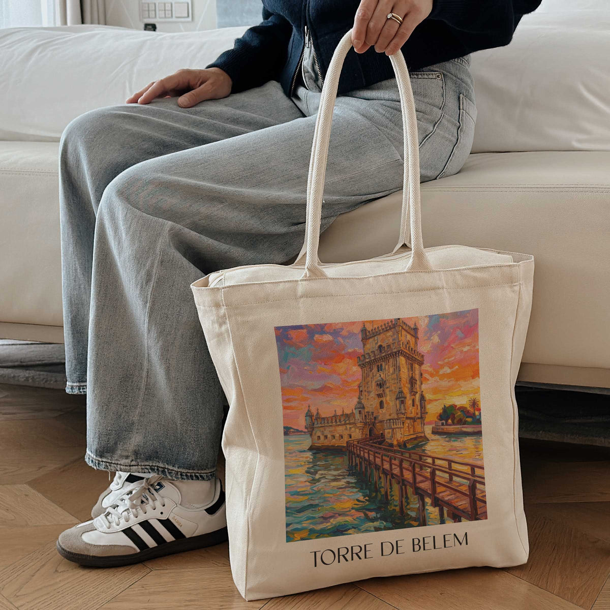 torre-de-belem-lissabon-portugal-einkaufstasche-oil-painting-oelgemaelde