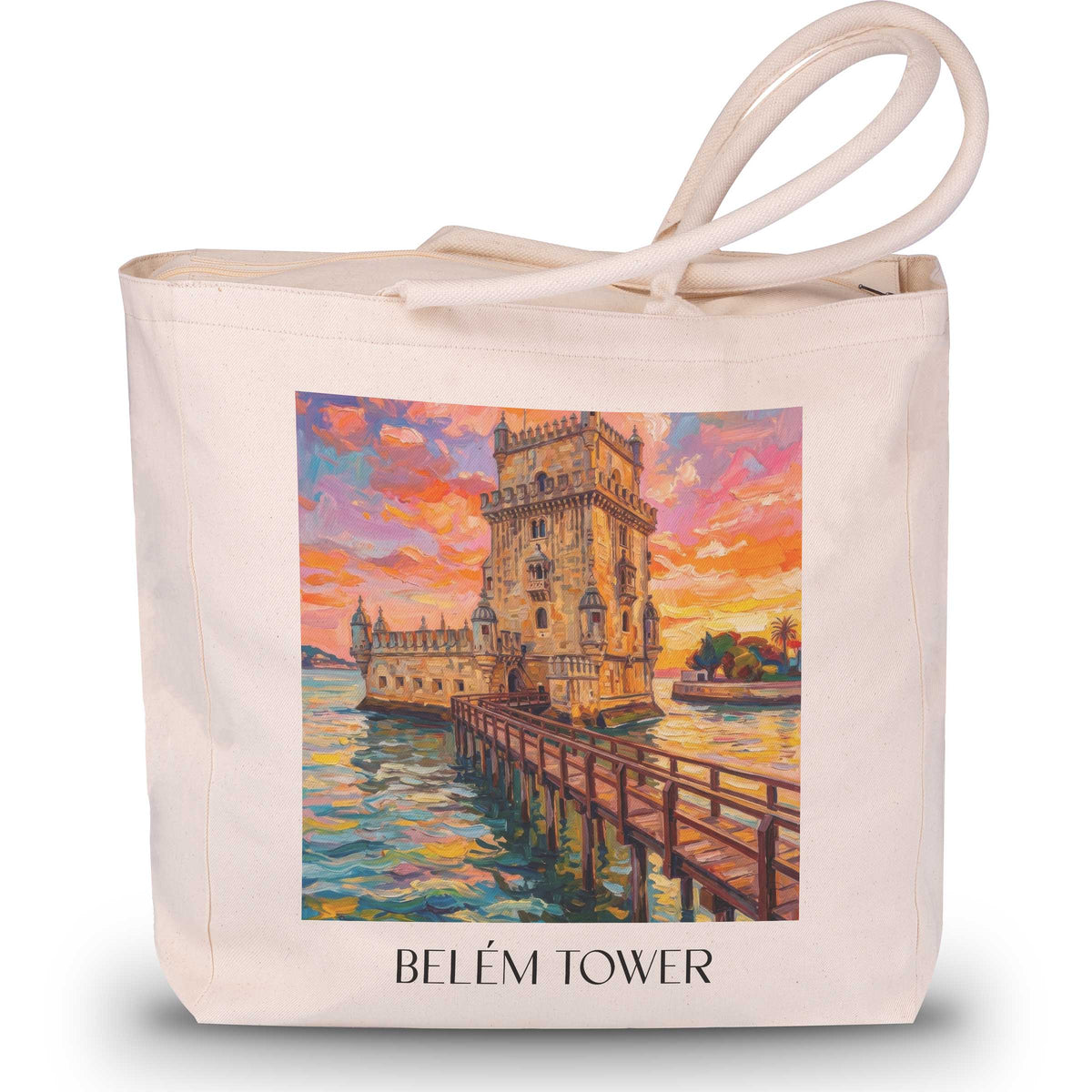 Torre de Belem Shopping Tasche - Lissabon - Portugal Tote Bag - Einkaufstasche im Ölgemälde Stil - favplace