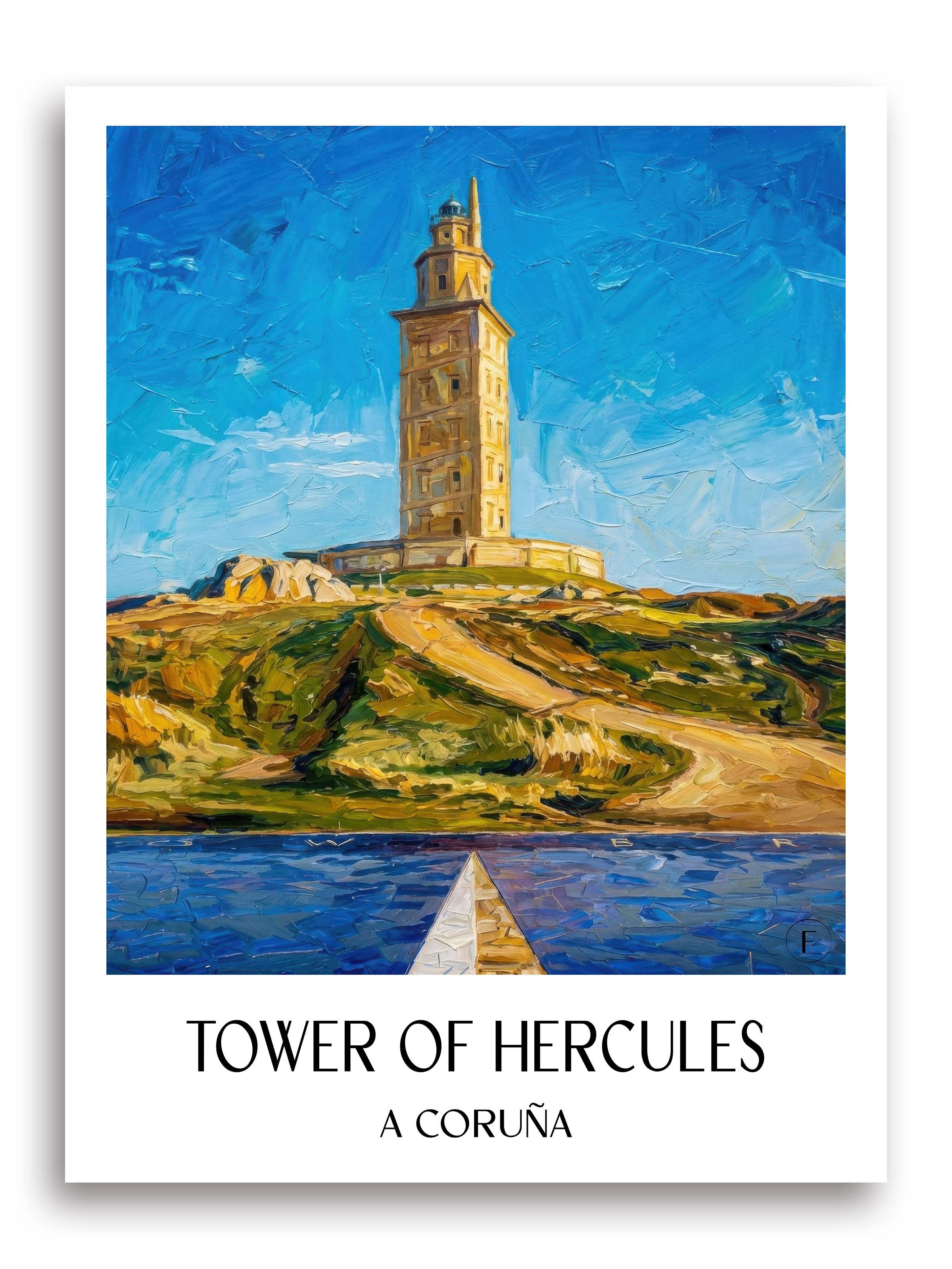 Torre de Hércules Poster - A Coruña - Spanien Kunstdruck - Ölgemälde von A4 bis A1 - favplace