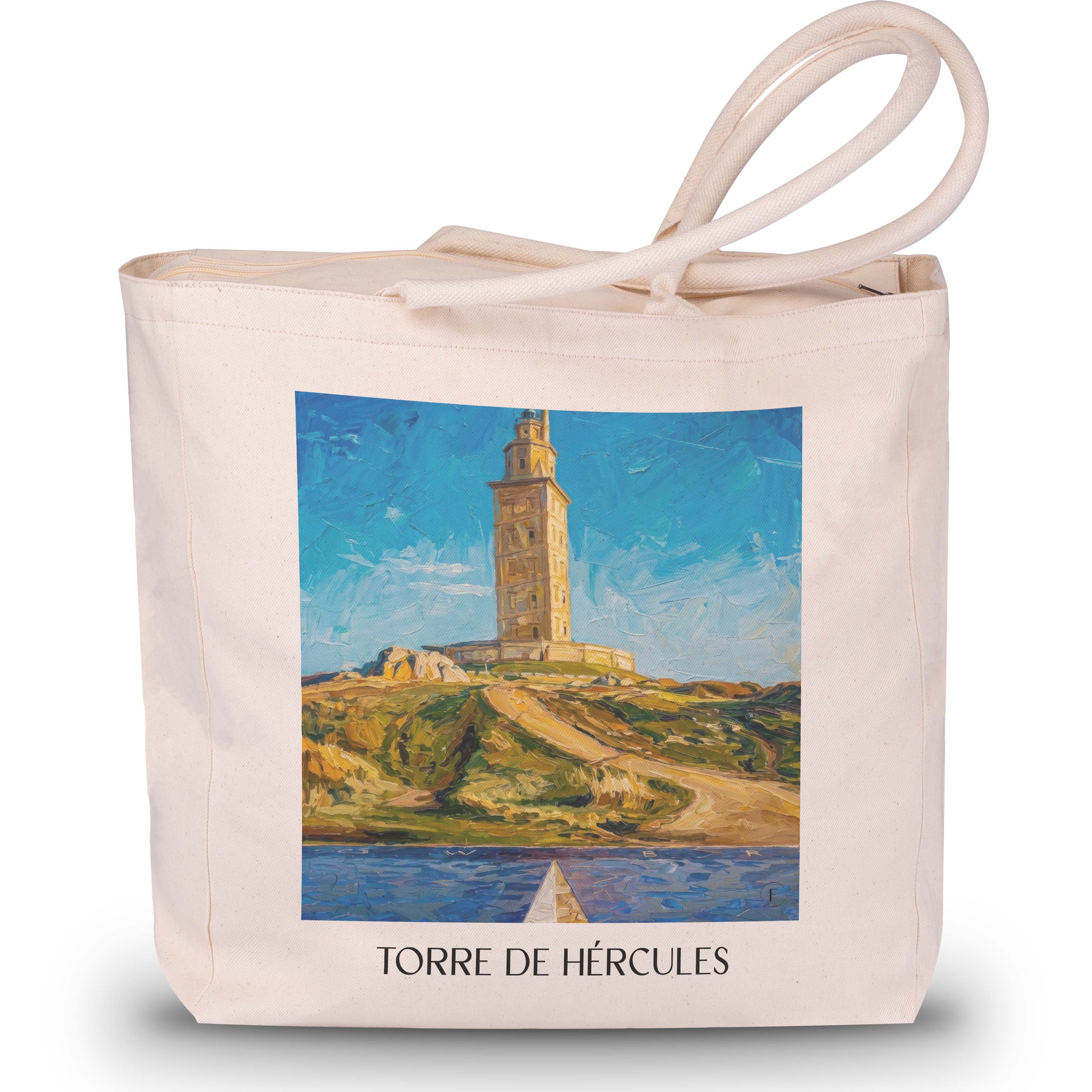 torre-de-hércules-a-coruña-spanien-einkaufstasche-oil-painting-oelgemaelde