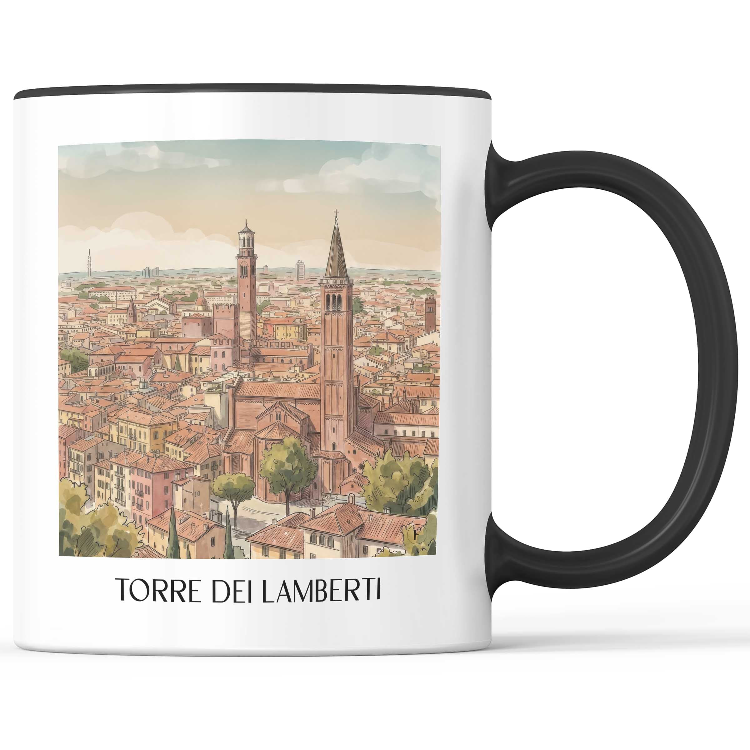 Torre dei Lamberti Kaffeebecher - Verona - Italien Becher - Kaffeetasse im Aquarell Stil - favplace