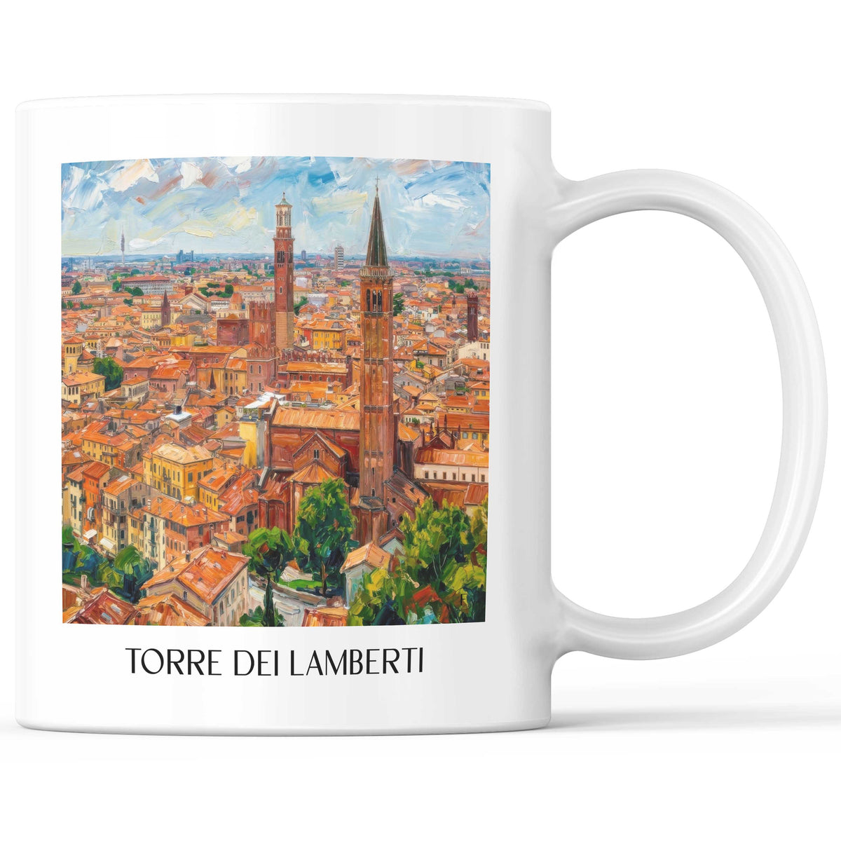 Torre dei Lamberti Kaffeebecher - Verona - Italien Becher - Kaffeetasse im Ölgemälde Stil - favplace
