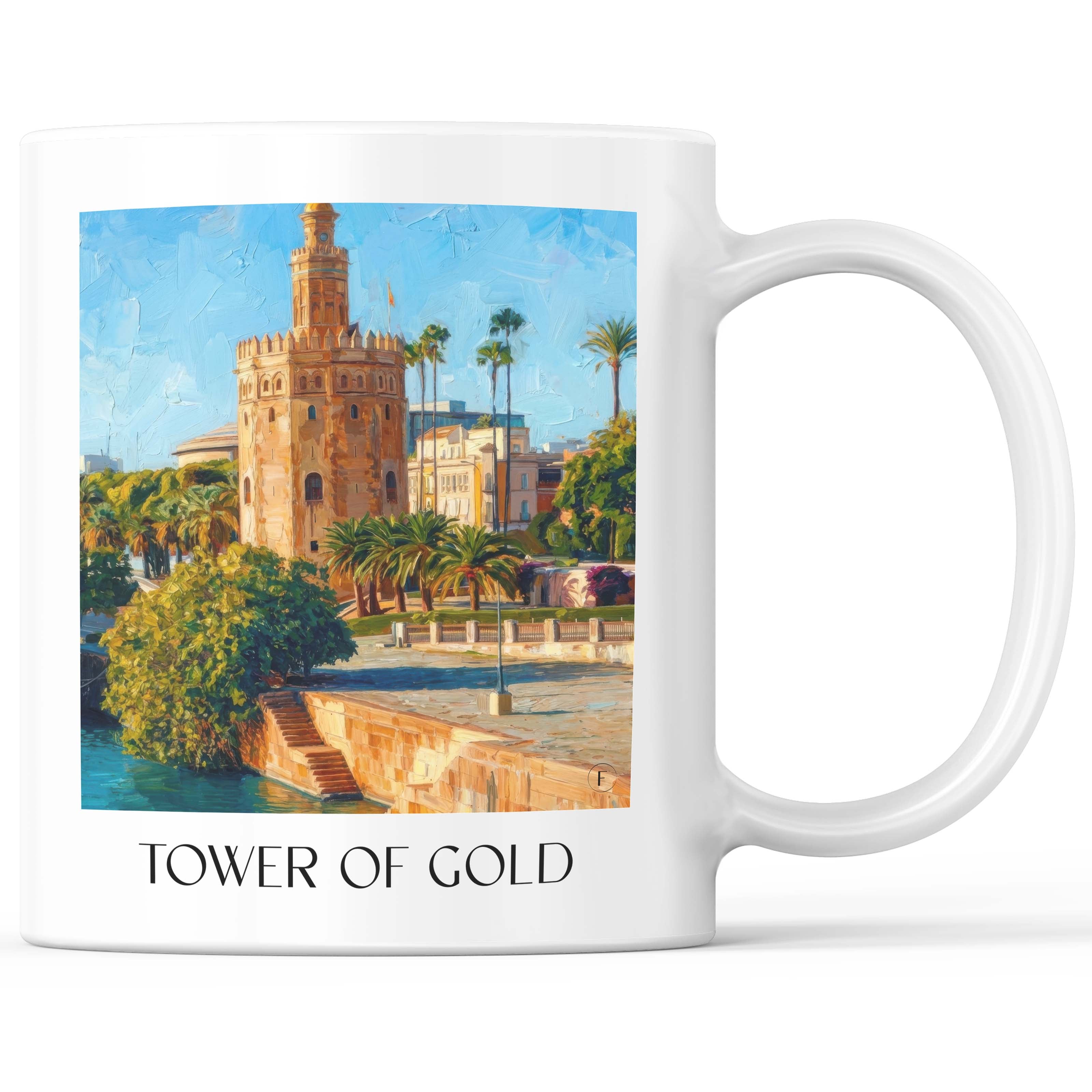 Torre del Oro Kaffeebecher - Sevilla - Spanien Becher - Kaffeetasse im Ölgemälde Stil - favplace