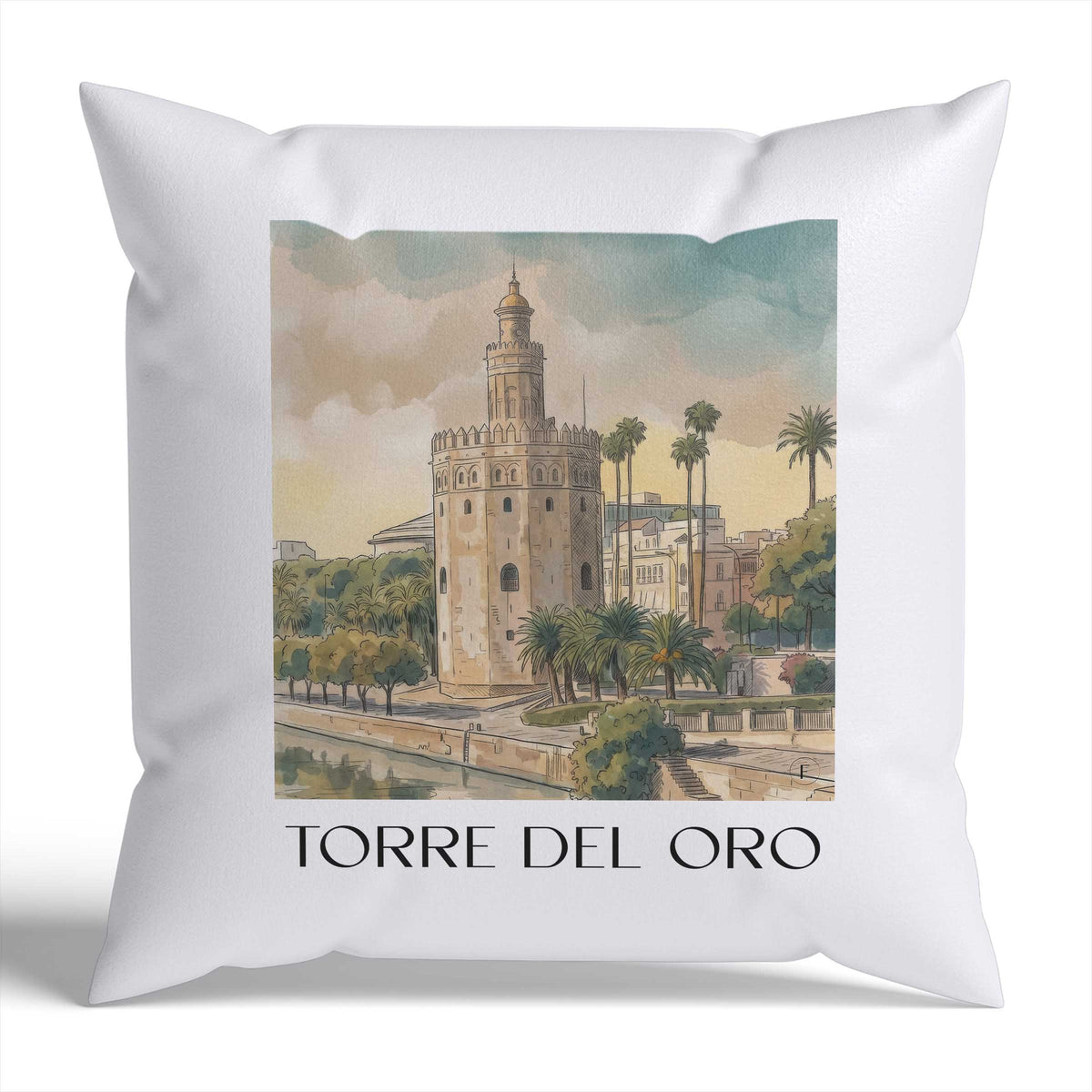 torre-del-oro-sevilla-spanien-kissenbezug-aquarell