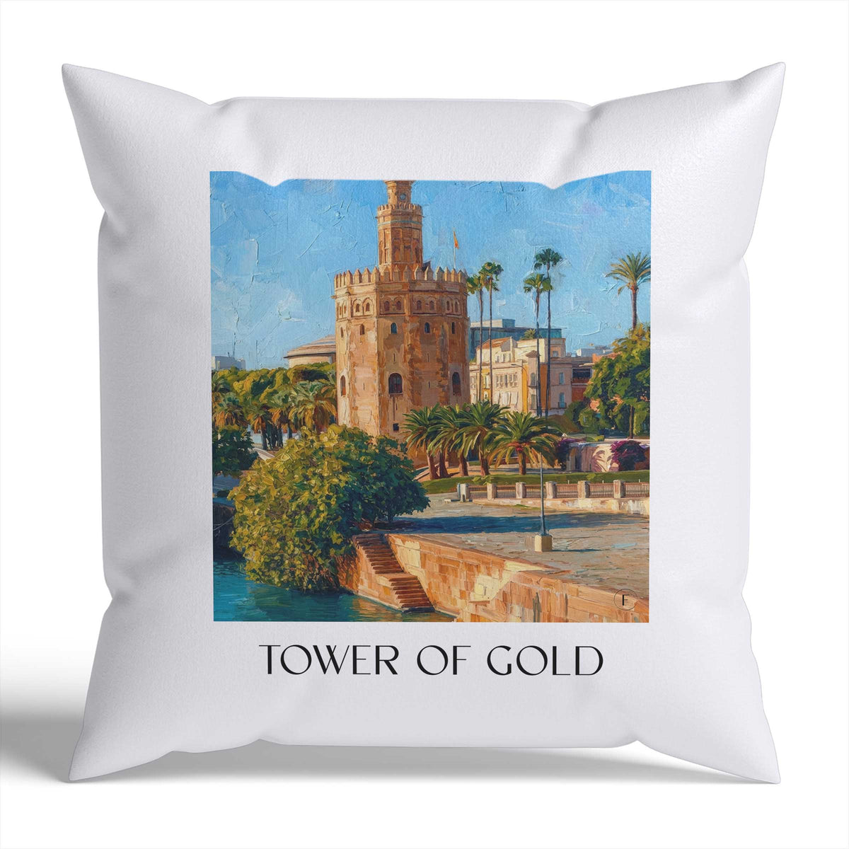 Torre del Oro Kissenhülle - Zierkissen Bezug - Sevilla - Spanien Kissen bzw. Kissenbezug im Ölgemälde Stil - favplace