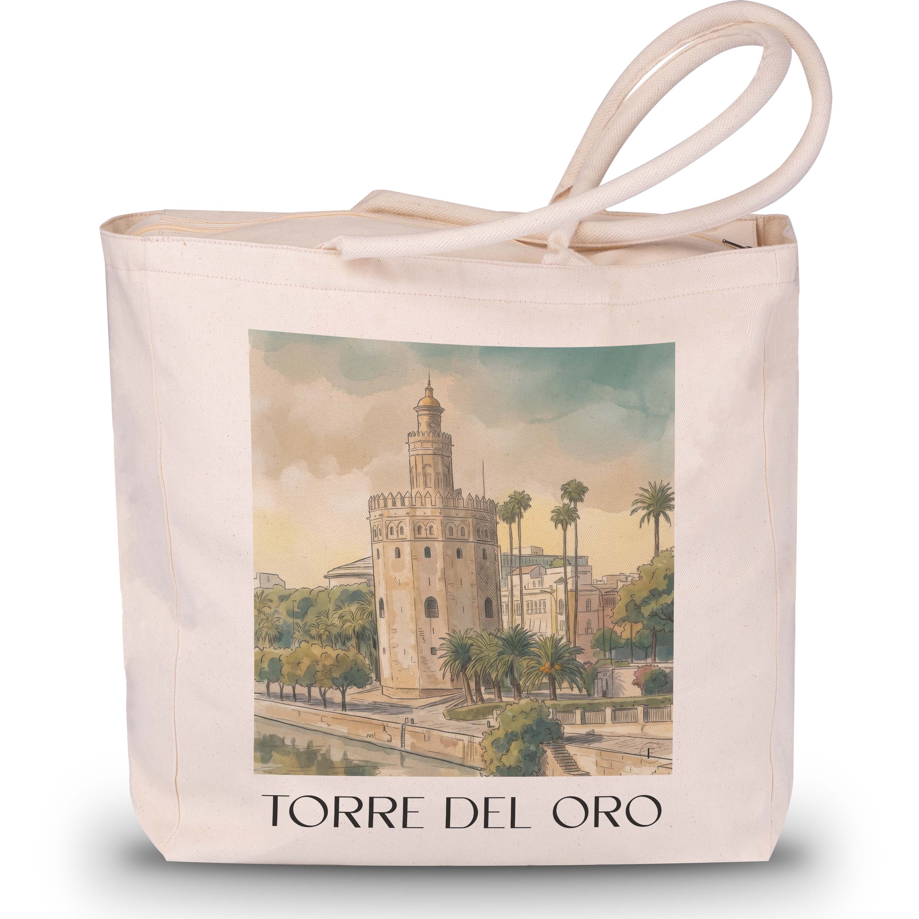 torre-del-oro-sevilla-spanien-einkaufstasche-aquarell