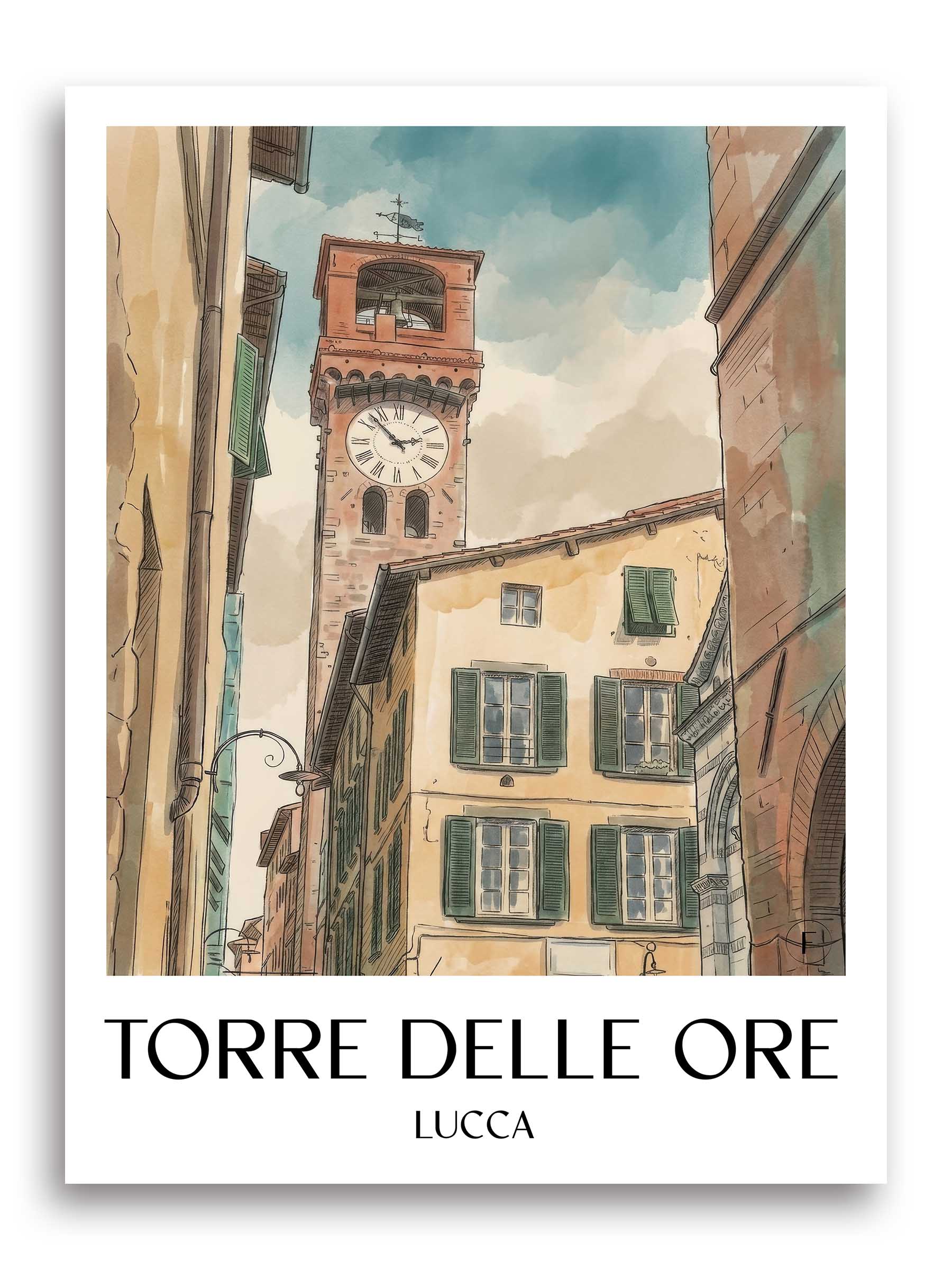 torre-delle-ore-lucca-italien-poster-aquarell