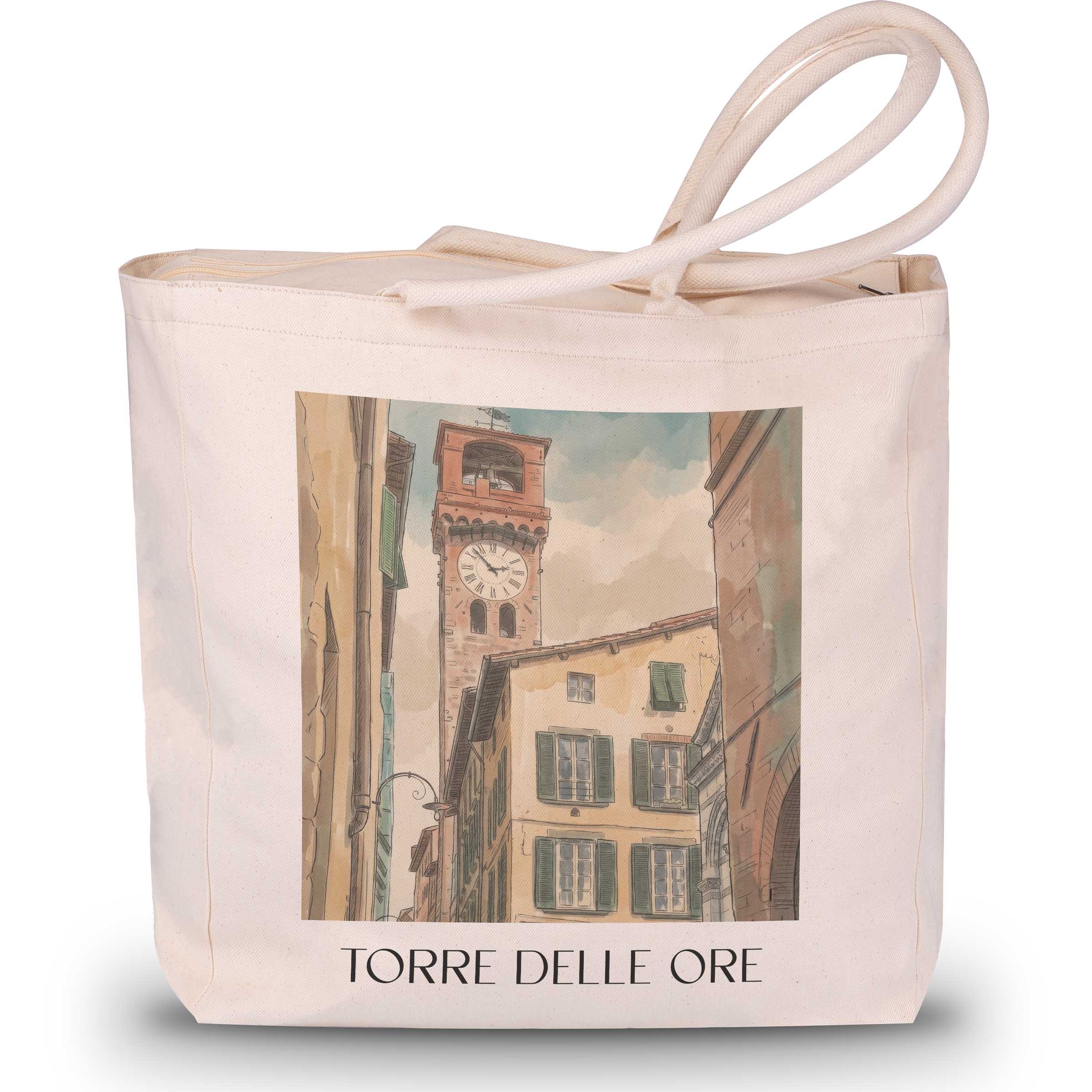 Torre delle Ore Shopping Tasche - Lucca - Italien Tote Bag - Einkaufstasche im Aquarell Stil - favplace