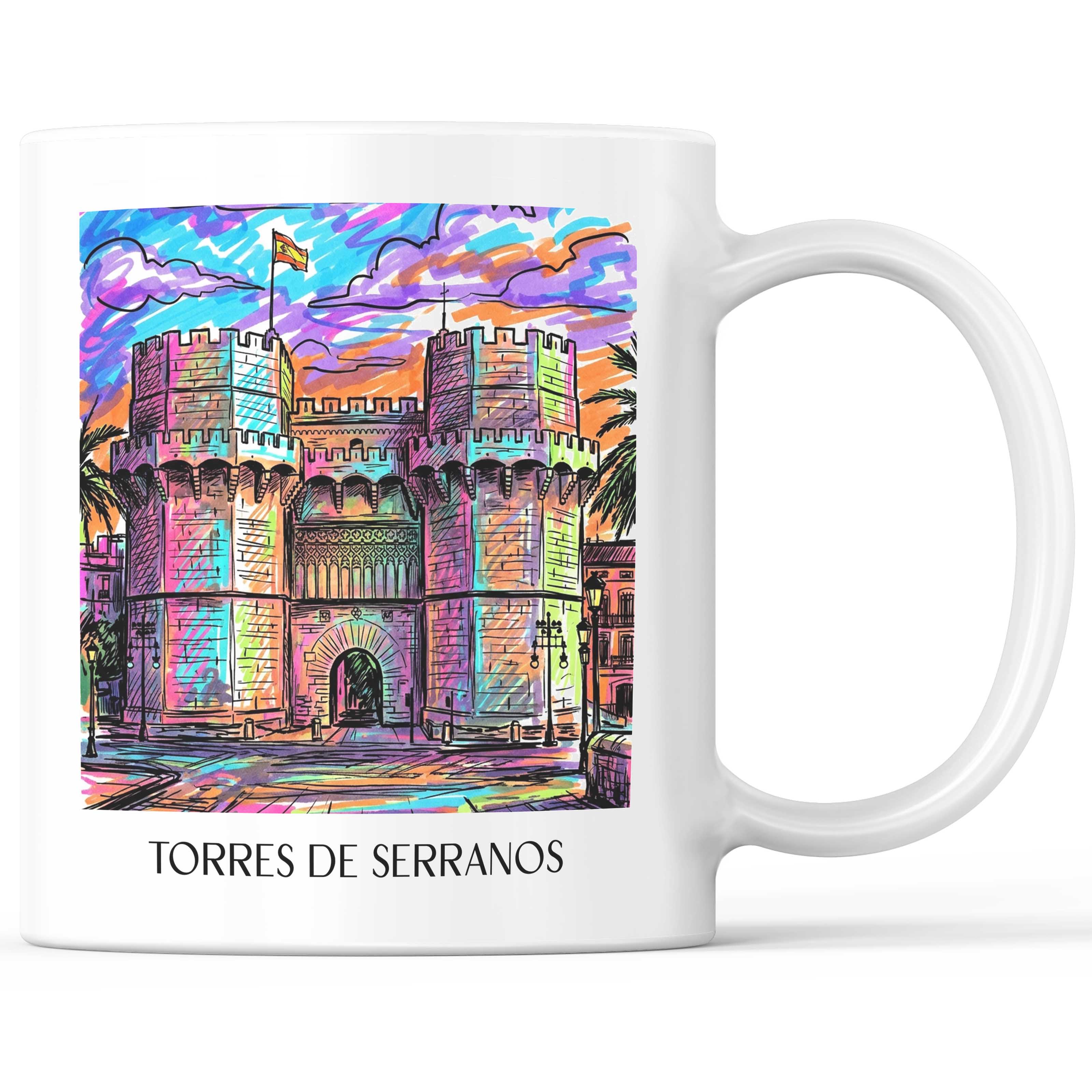Torres de Serranos Kaffeebecher - Valencia - Spanien Becher - Kaffeetasse im Tag Graffiti Stil - favplace