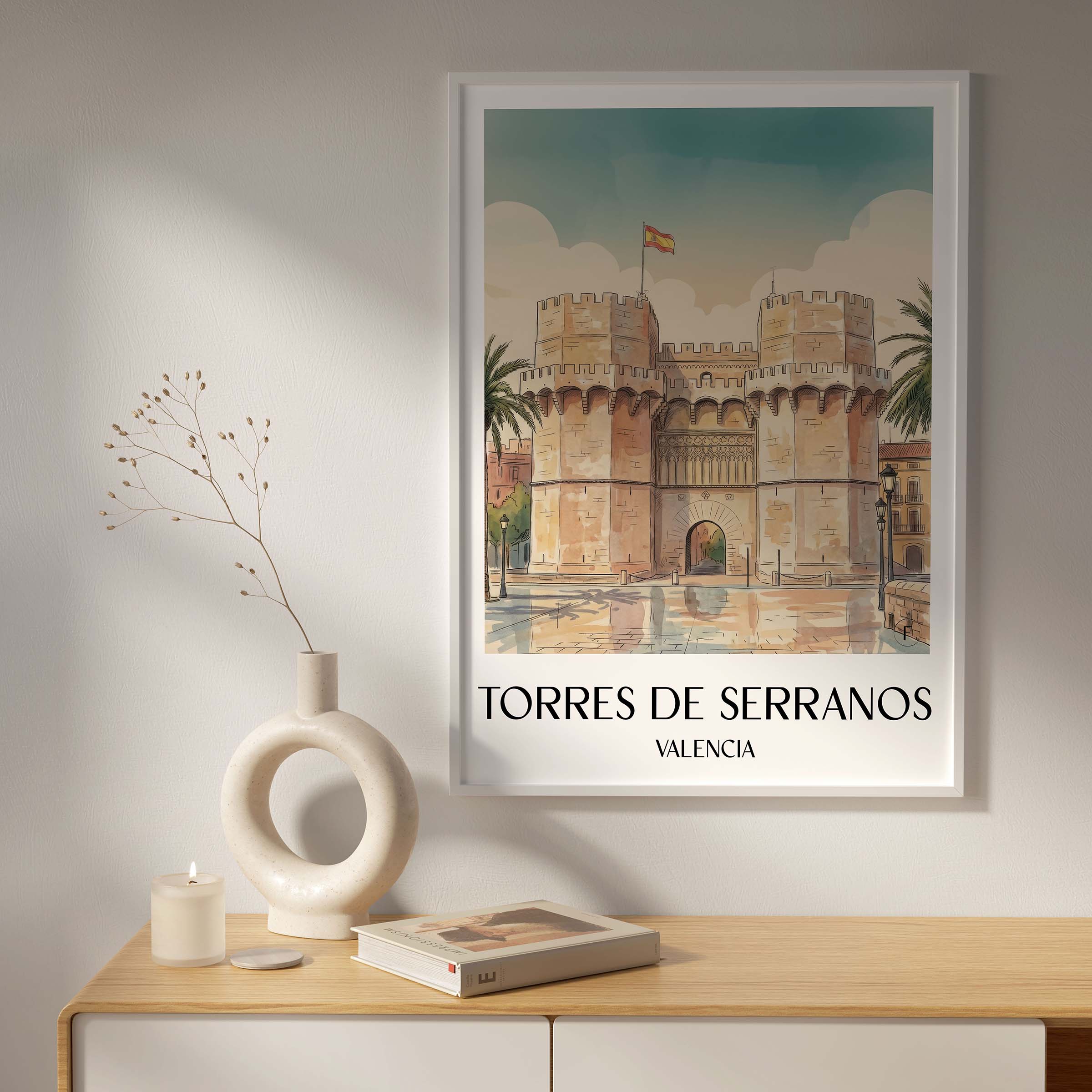 torres-de-serranos-valencia-spanien-poster-aquarell
