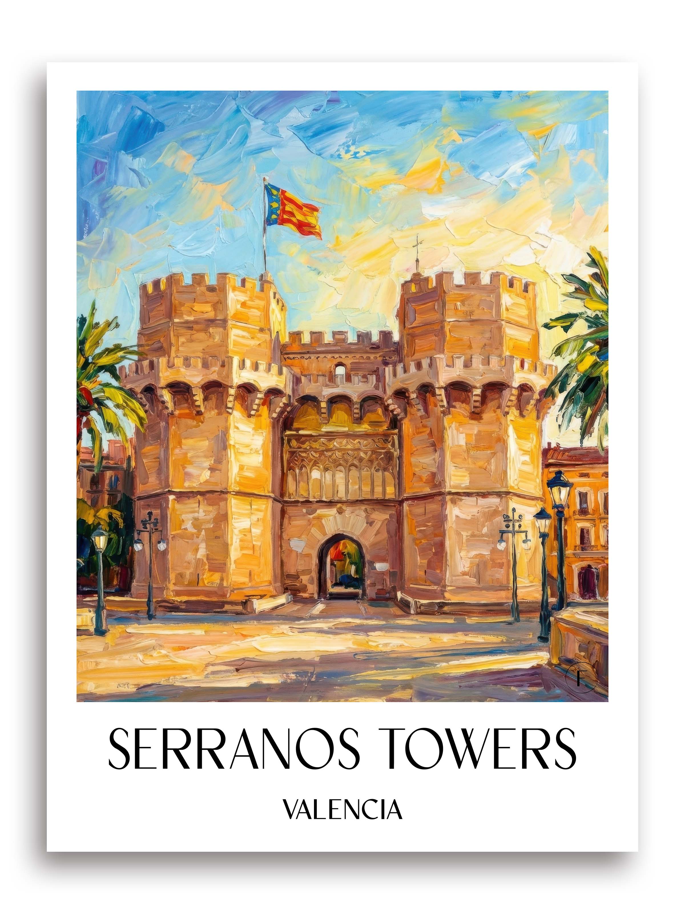 Torres de Serranos Poster - Valencia - Spanien Kunstdruck - Ölgemälde von A4 bis A1 - favplace