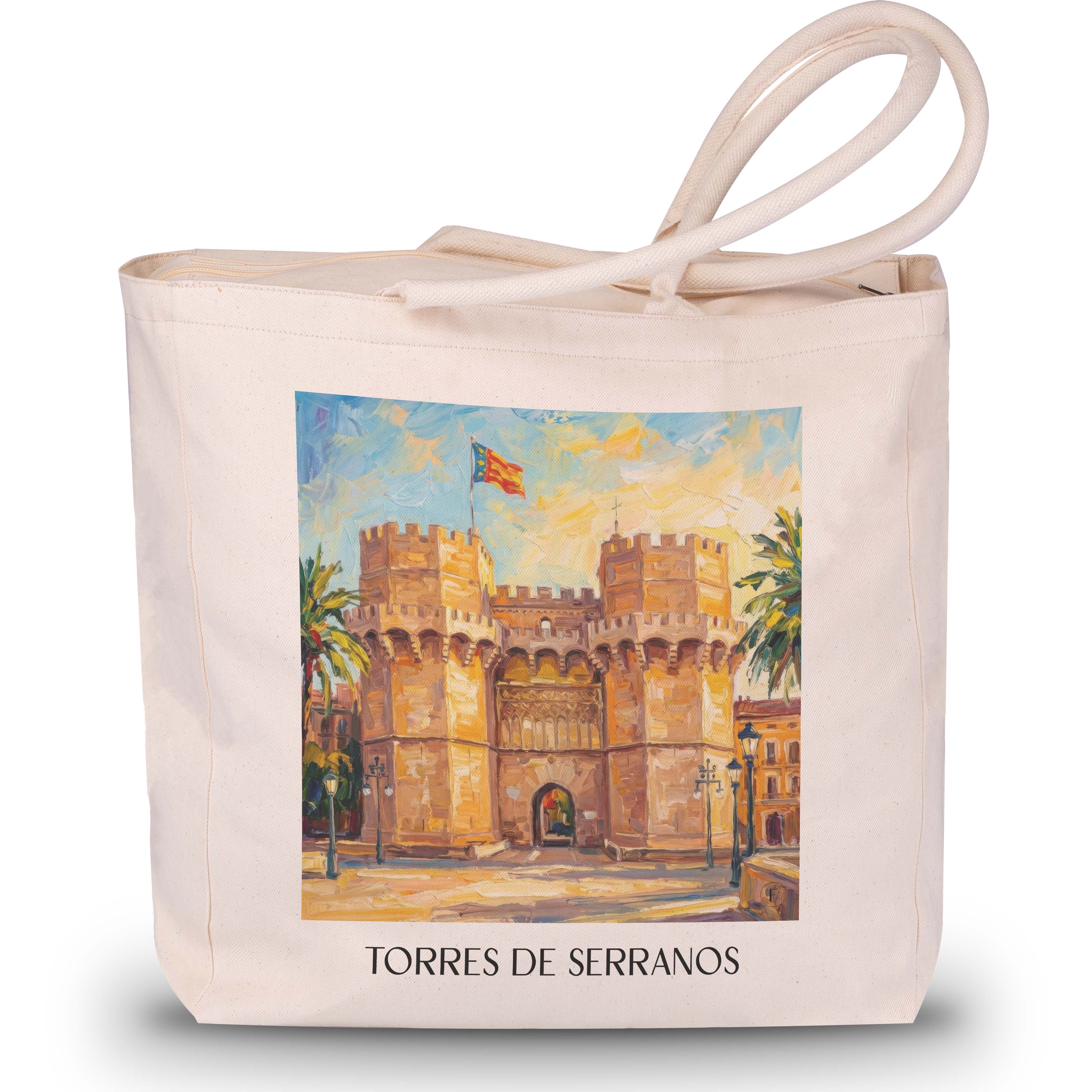 torres-de-serranos-valencia-spanien-einkaufstasche-oil-painting-oelgemaelde