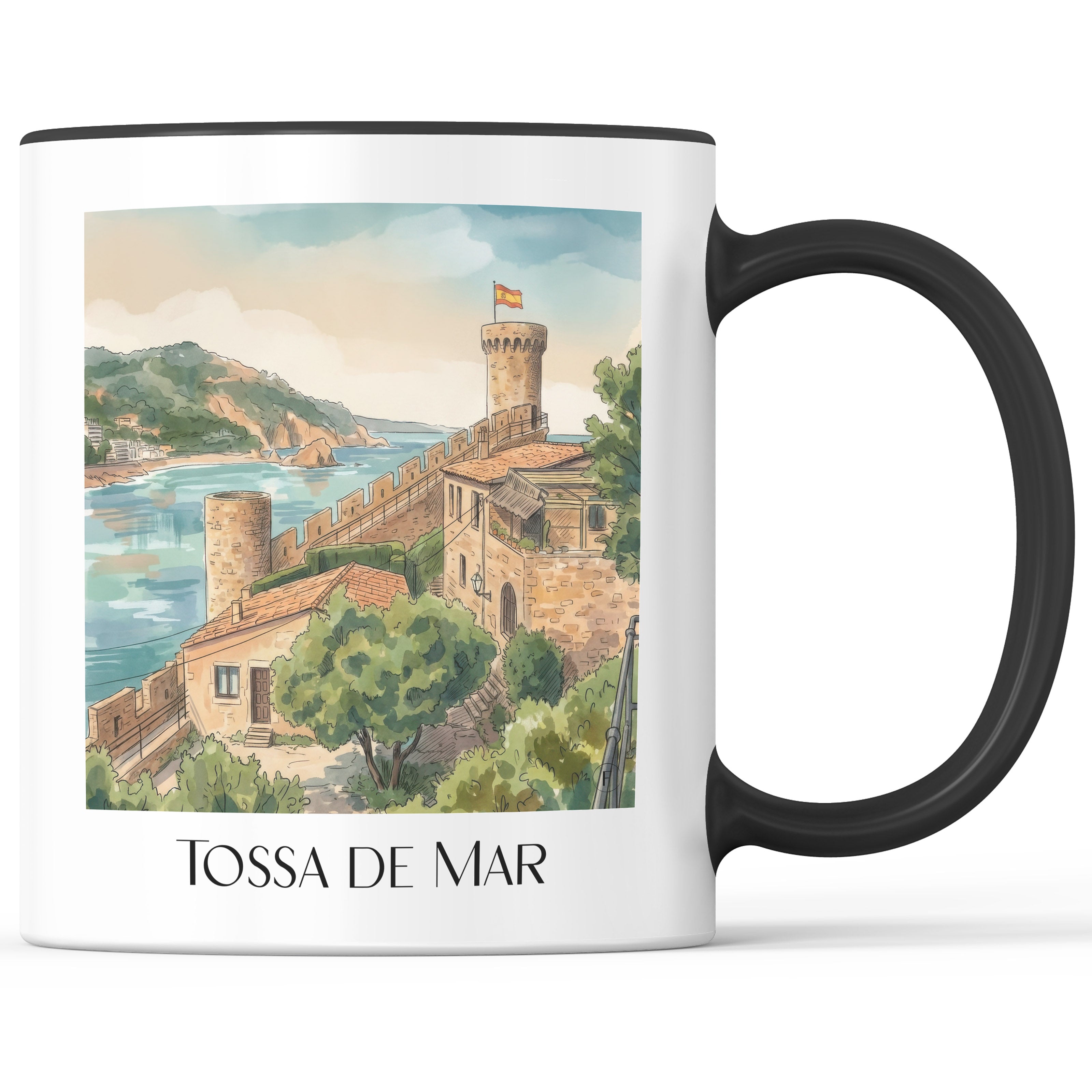 Tossa de Mar Kaffeebecher - Spanien - Spanien Becher - Kaffeetasse im Aquarell Stil - favplace
