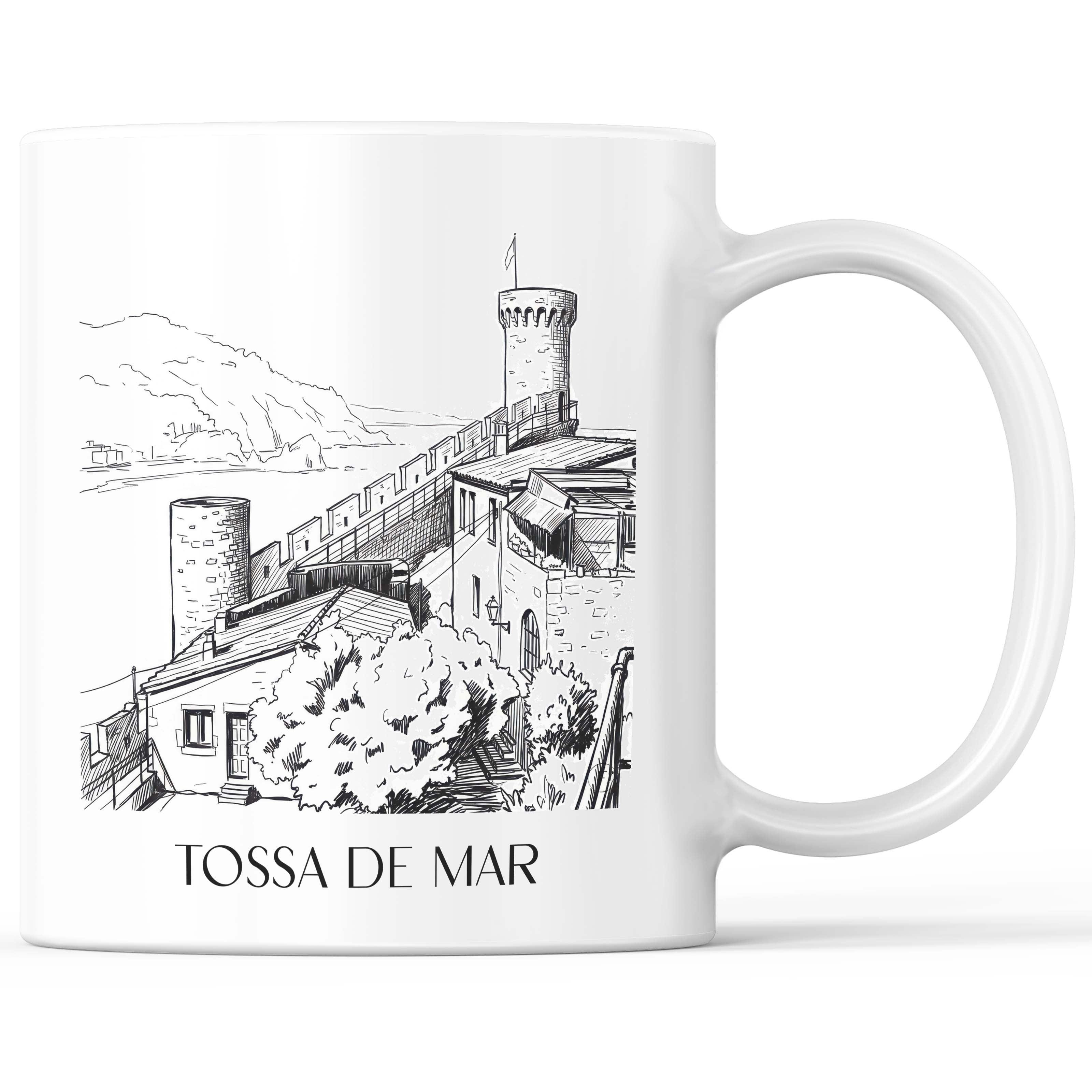 Tossa de Mar Kaffeebecher - Spanien - Spanien Becher - Kaffeetasse im Skizze Stil - favplace