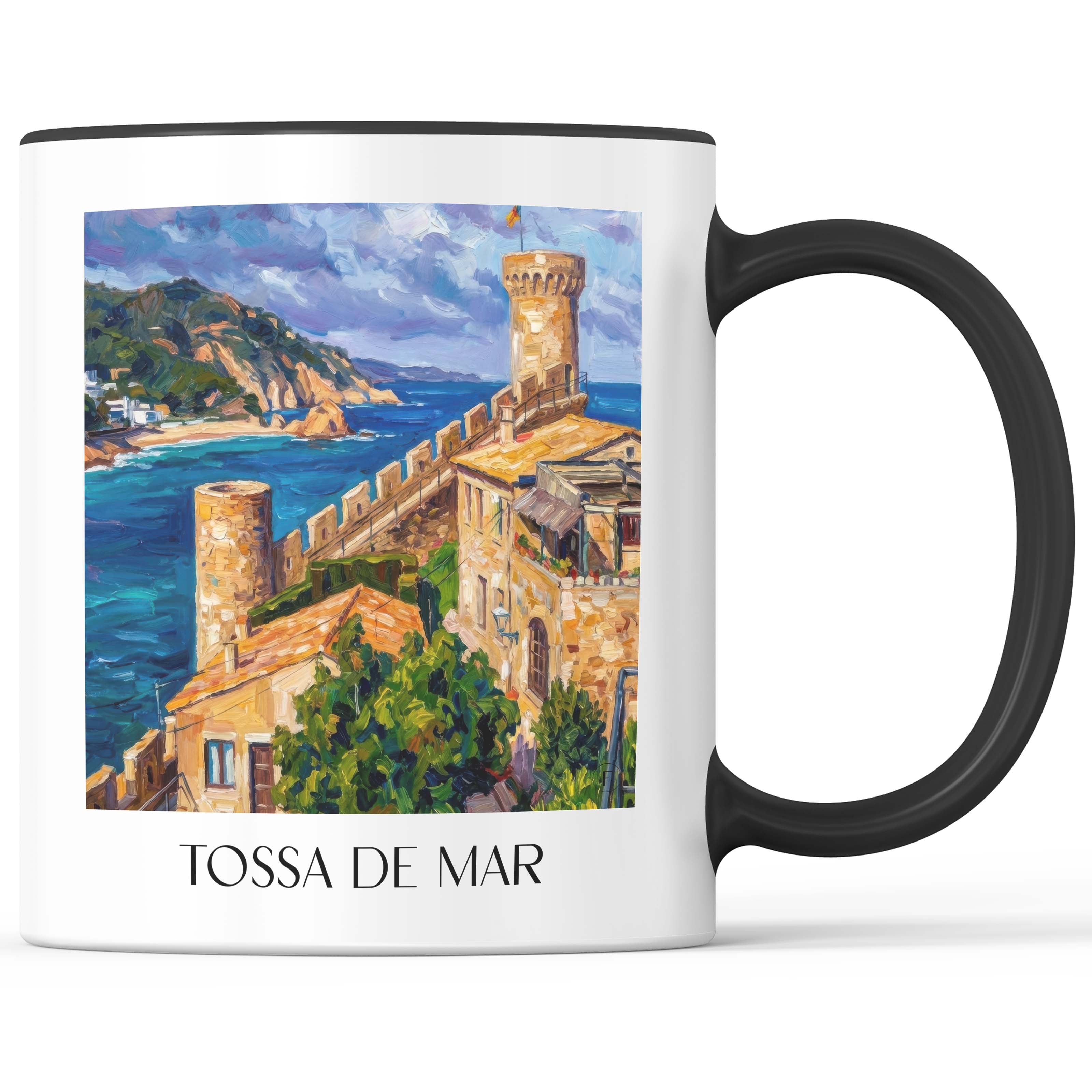 Tossa de Mar Kaffeebecher - Spanien - Spanien Becher - Kaffeetasse im Ölgemälde Stil - favplace