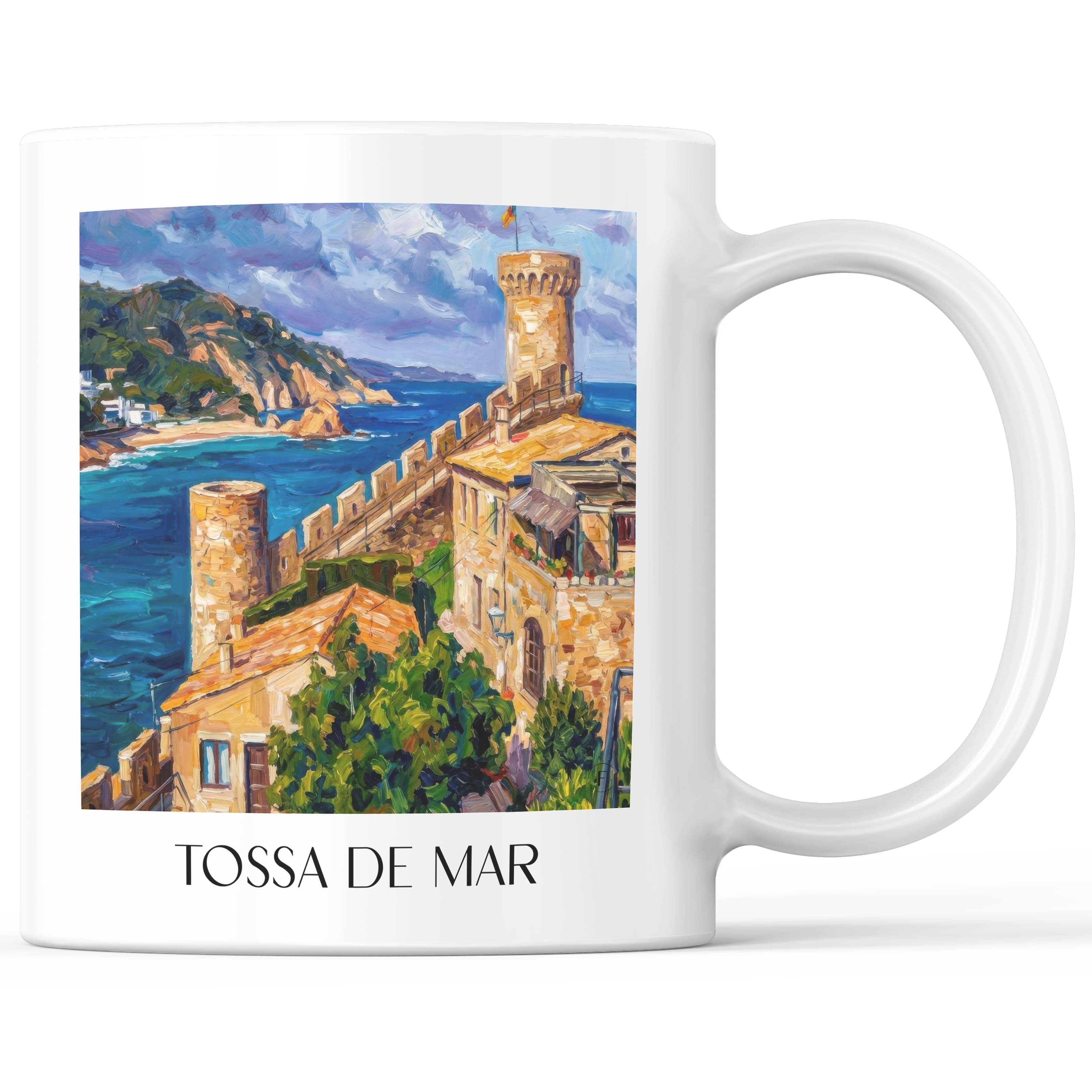 Tossa de Mar Kaffeebecher - Spanien - Spanien Becher - Kaffeetasse im Ölgemälde Stil - favplace