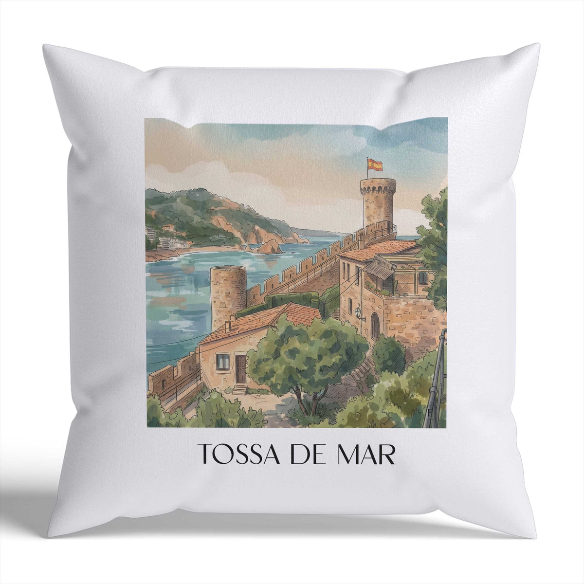 tossa-de-mar-spanien-spanien-kissenbezug-aquarell