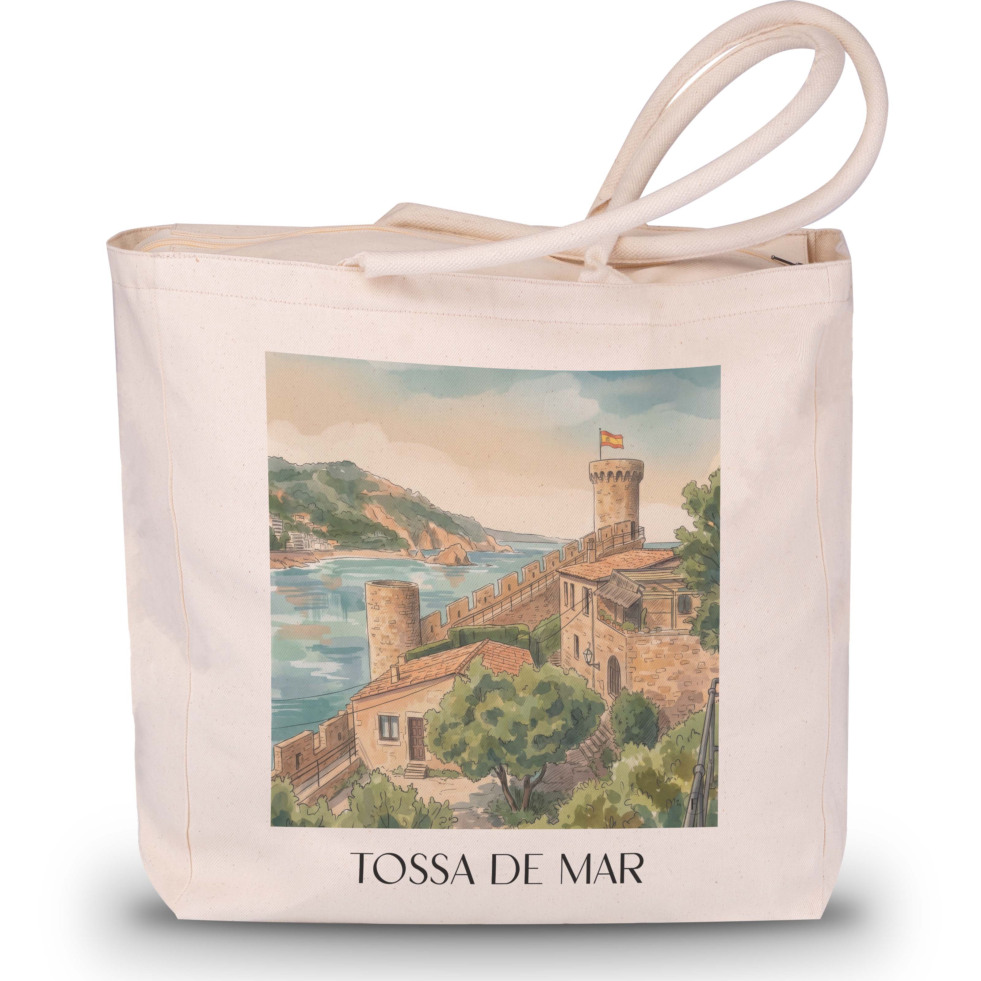 tossa-de-mar-spanien-spanien-einkaufstasche-aquarell