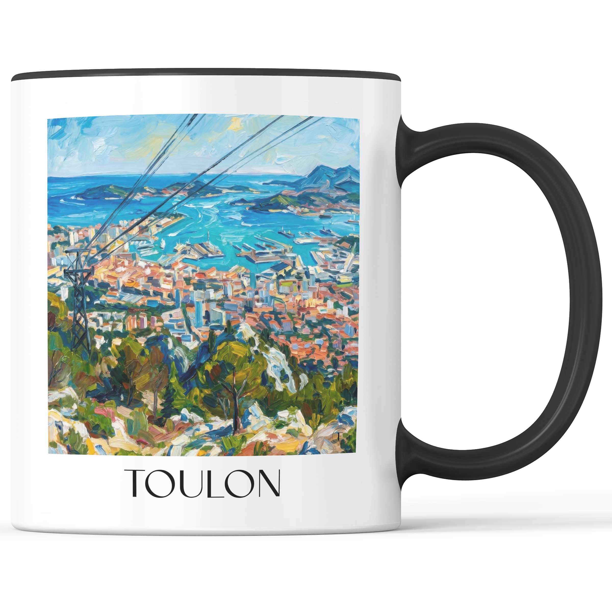 Toulon Kaffeebecher - Côte d´Azur - Frankreich Becher - Kaffeetasse im Ölgemälde Stil - favplace
