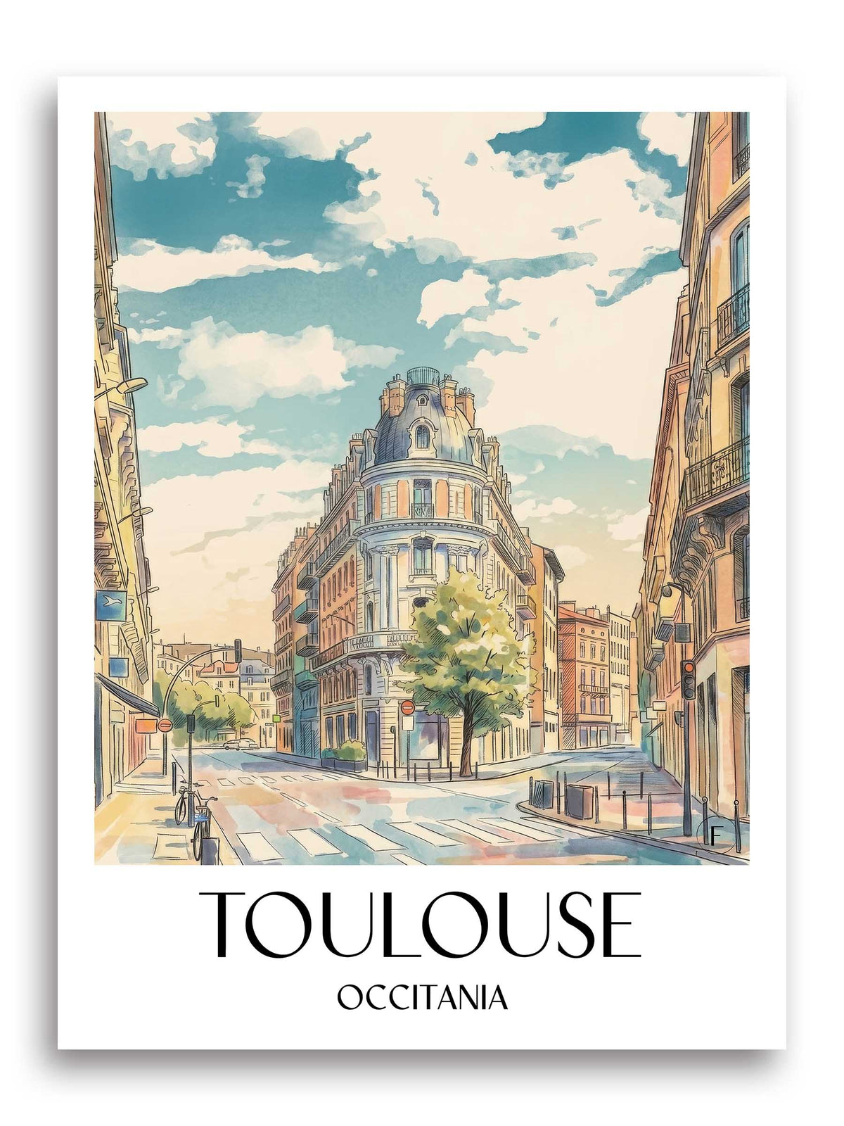 Toulouse Poster - Okzitanien - Frankreich Kunstdruck - Aquarell von A4 bis A1 - favplace
