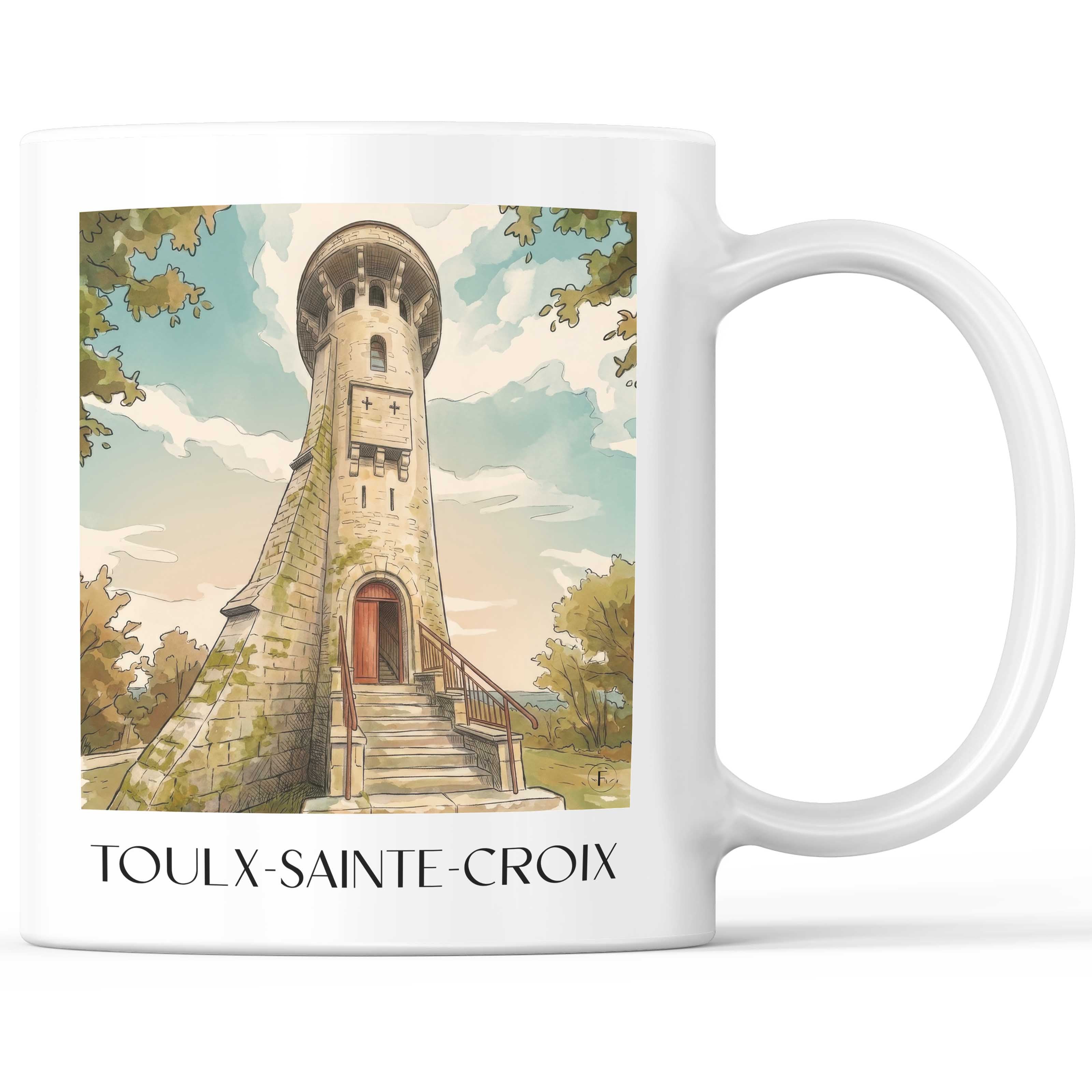 Toulx-Sainte-Croix Kaffeebecher - Creuse - Frankreich Becher - Kaffeetasse im Aquarell Stil - favplace