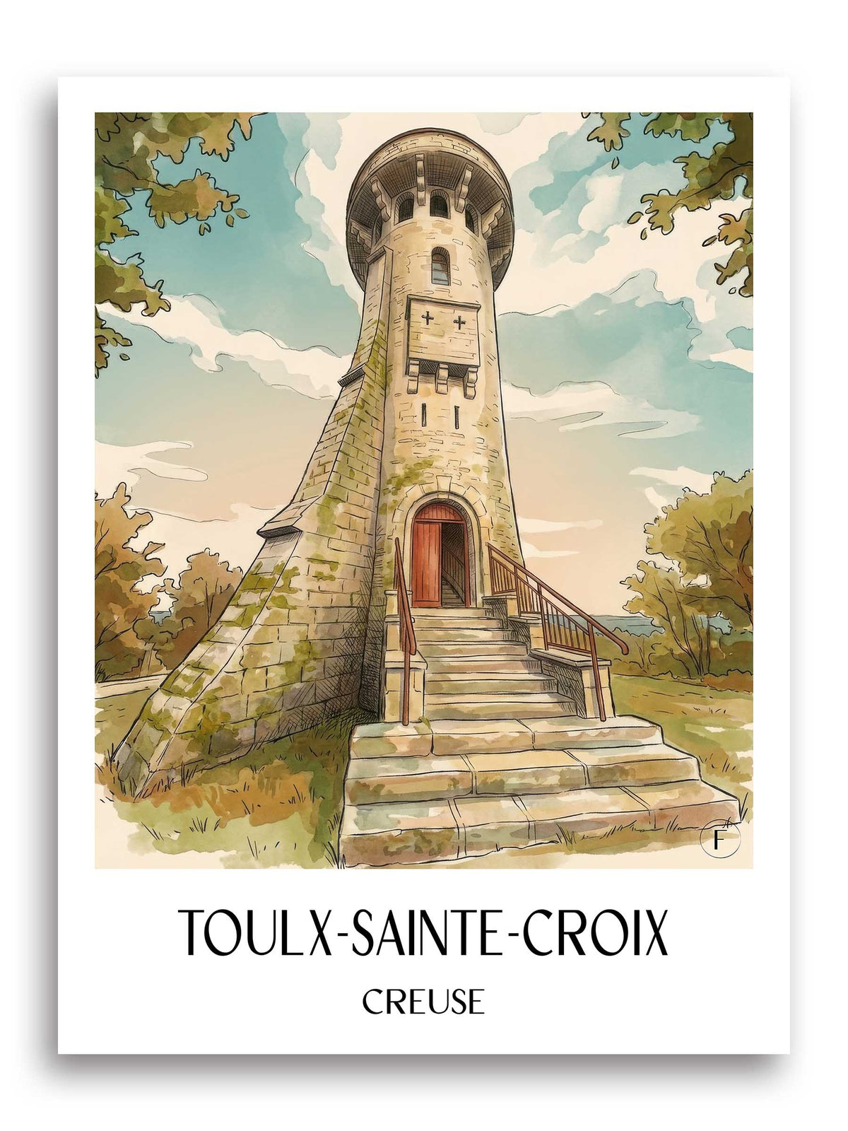toulx-sainte-croix-creuse-frankreich-poster-aquarell