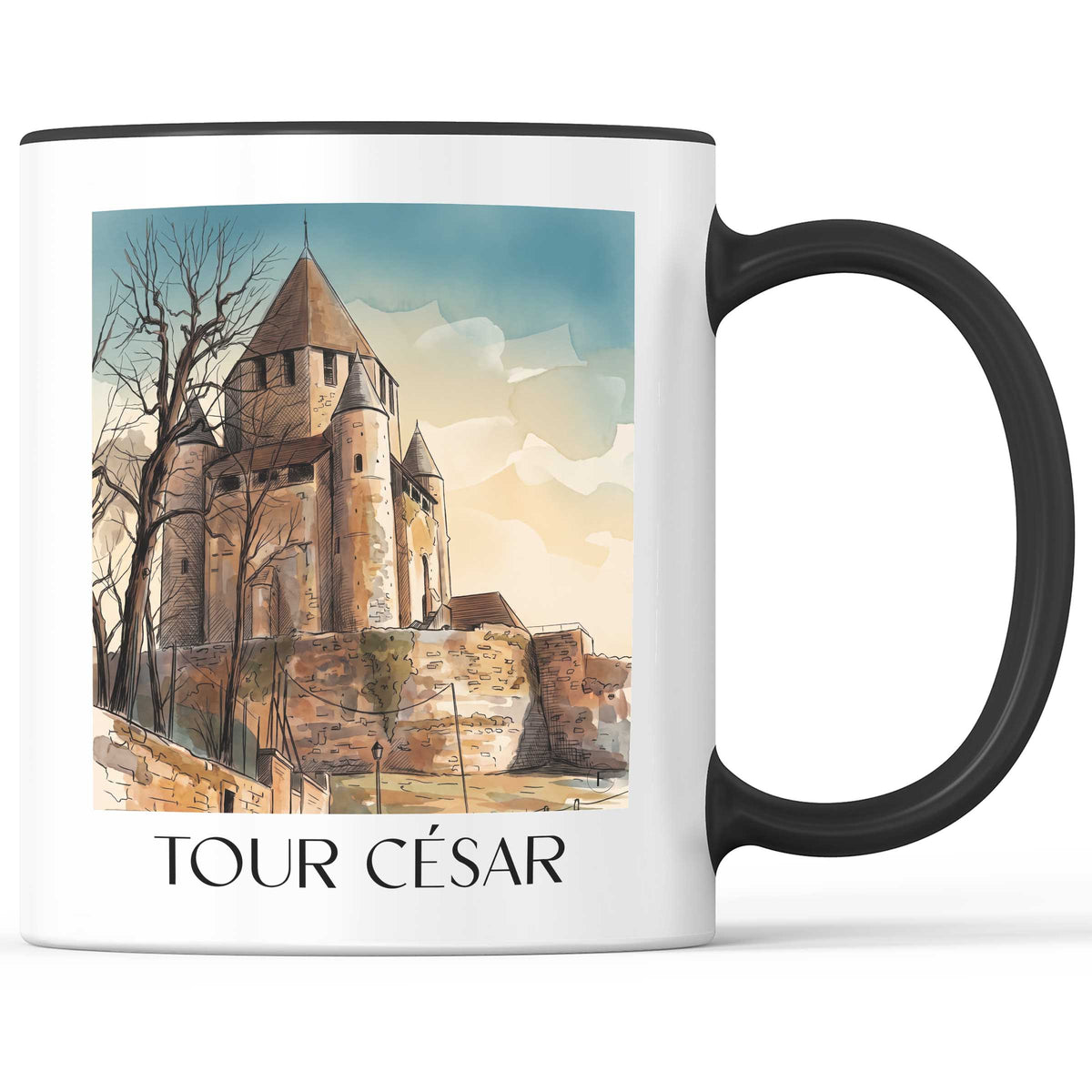 tour-césar-provins-frankreich-kaffeebecher-aquarell