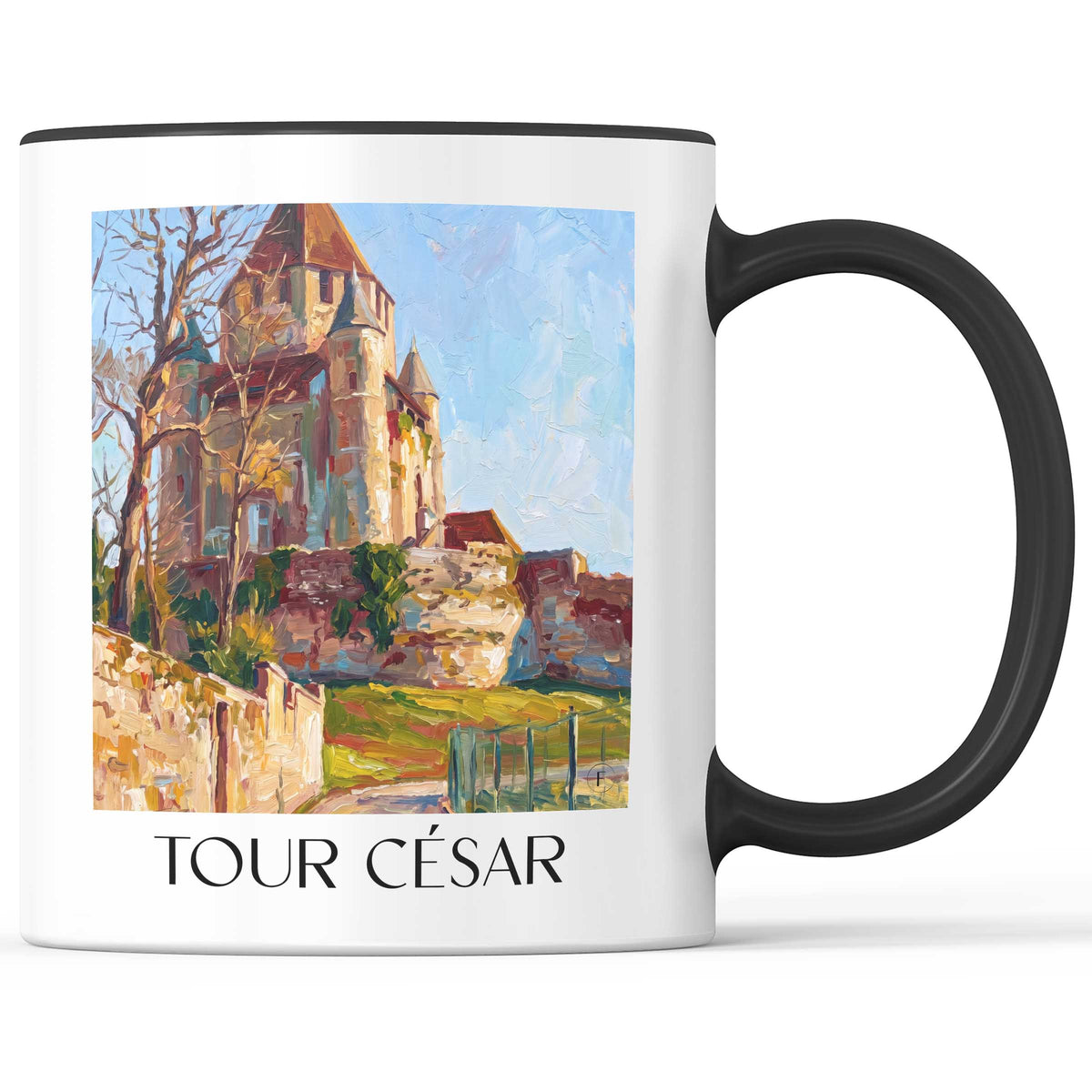 Tour César Kaffeebecher - Provins - Frankreich Becher - Kaffeetasse im Ölgemälde Stil - favplace