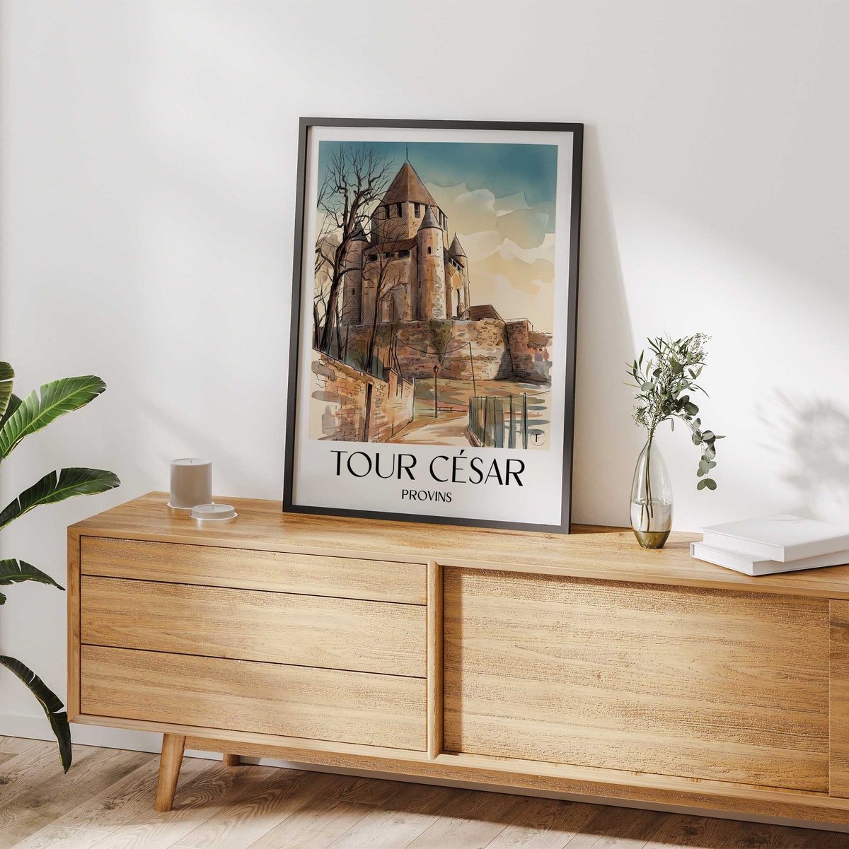 tour-césar-provins-frankreich-poster-aquarell