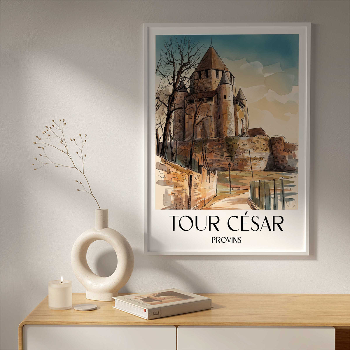 tour-césar-provins-frankreich-poster-aquarell
