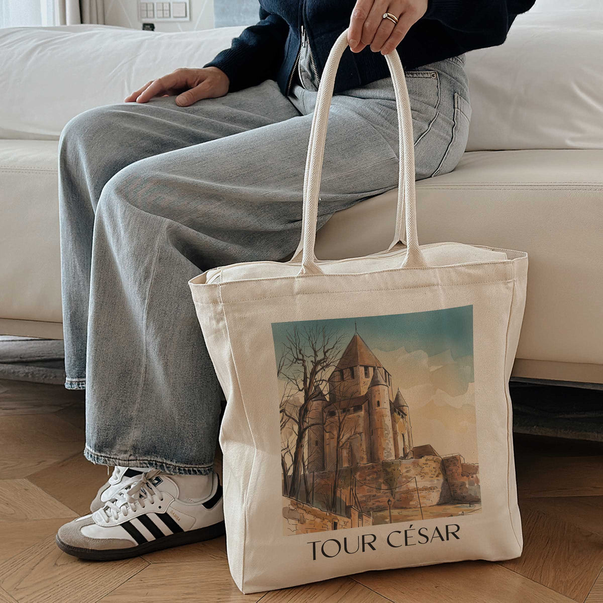 tour-césar-provins-frankreich-einkaufstasche-aquarell