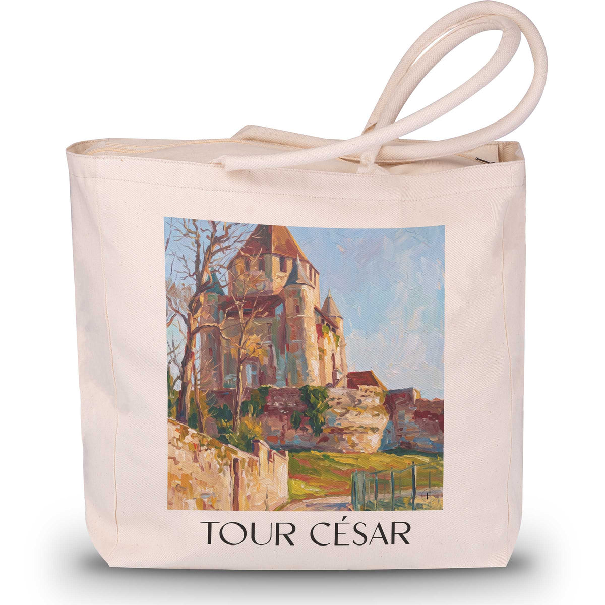 tour-césar-provins-frankreich-einkaufstasche-oil-painting-oelgemaelde