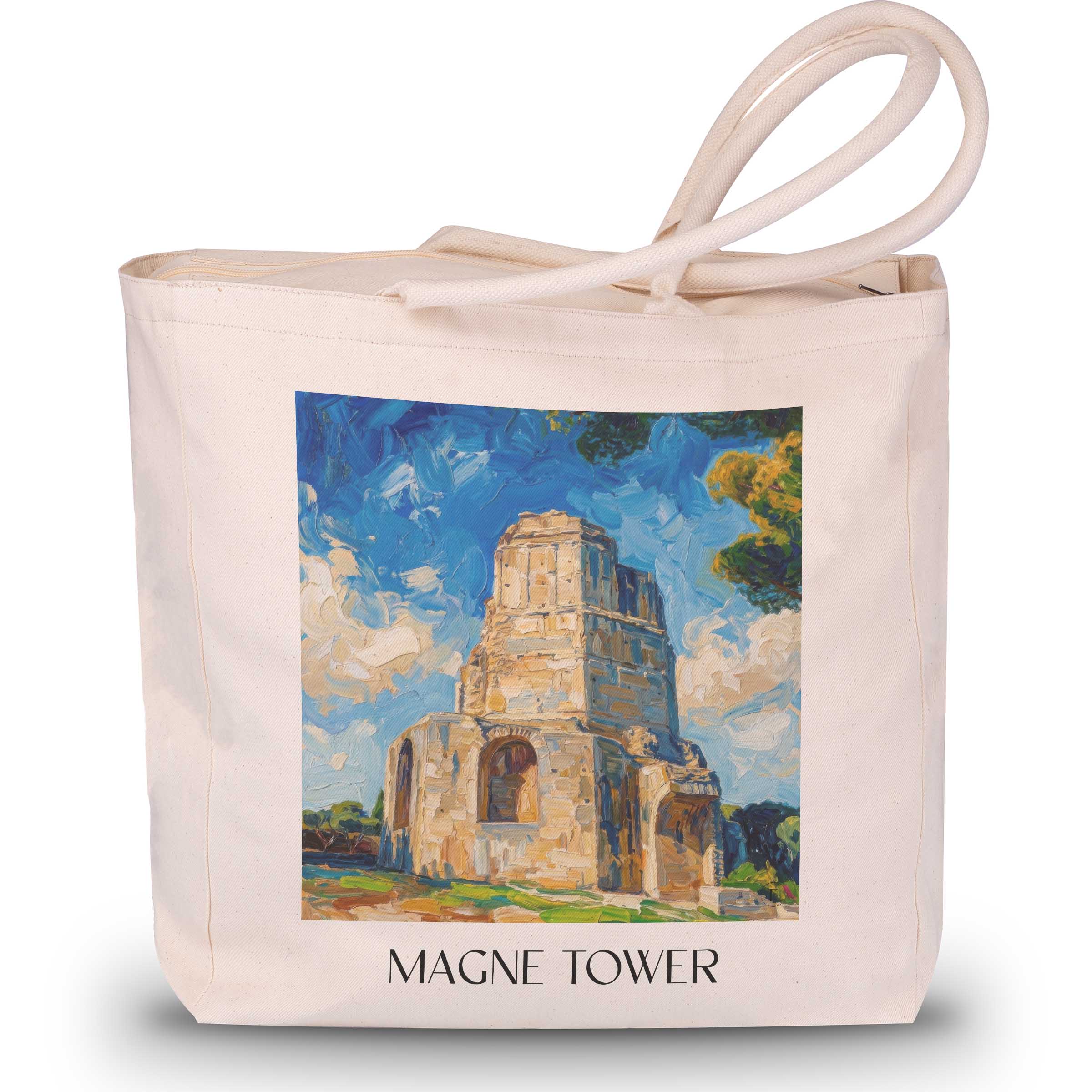 Tour Magne Shopping Tasche - Nîmes - Frankreich Tote Bag - Einkaufstasche im Ölgemälde Stil - favplace
