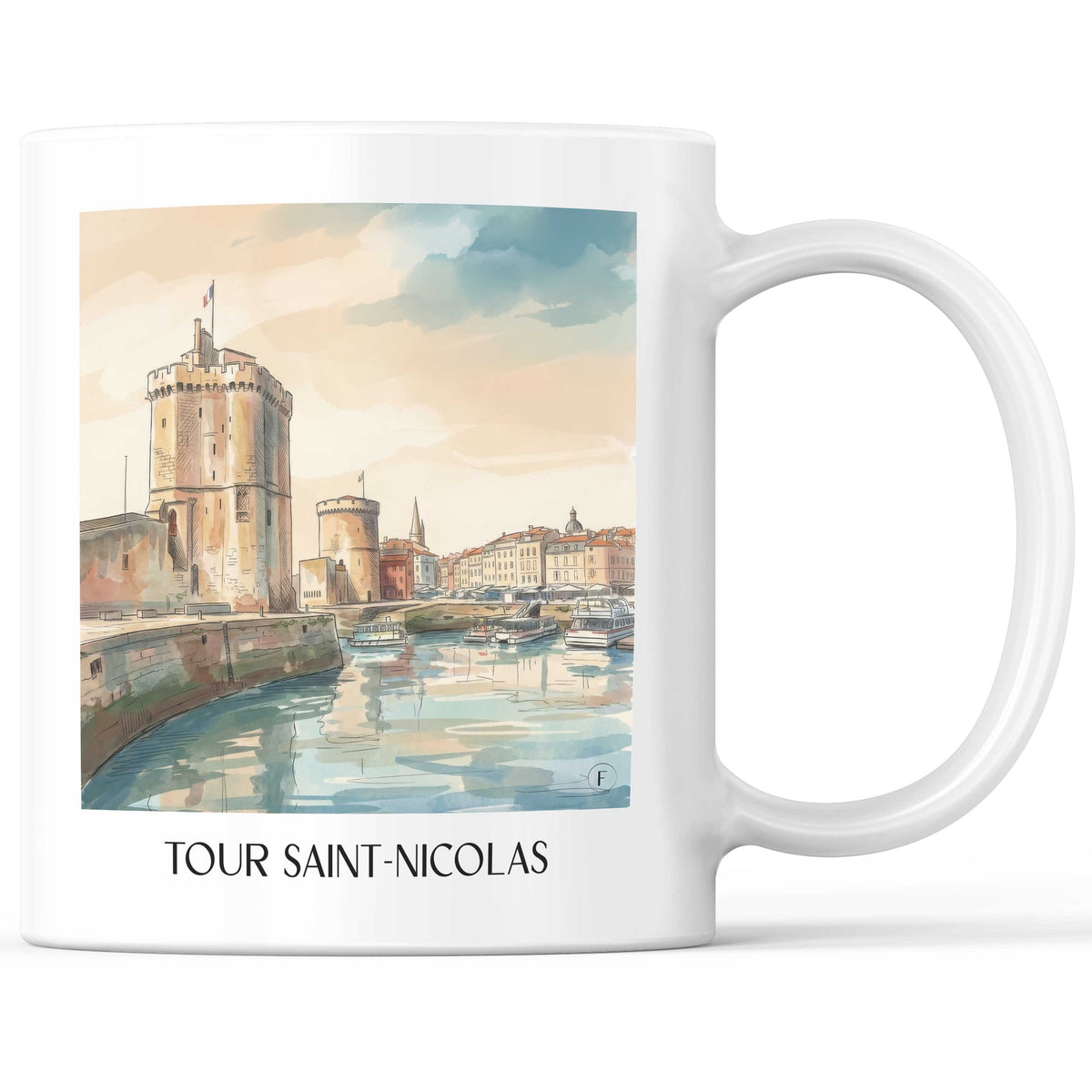 Tour Saint-Nicolas Kaffeebecher - La Rochelle - Frankreich Becher - Kaffeetasse im Aquarell Stil - favplace