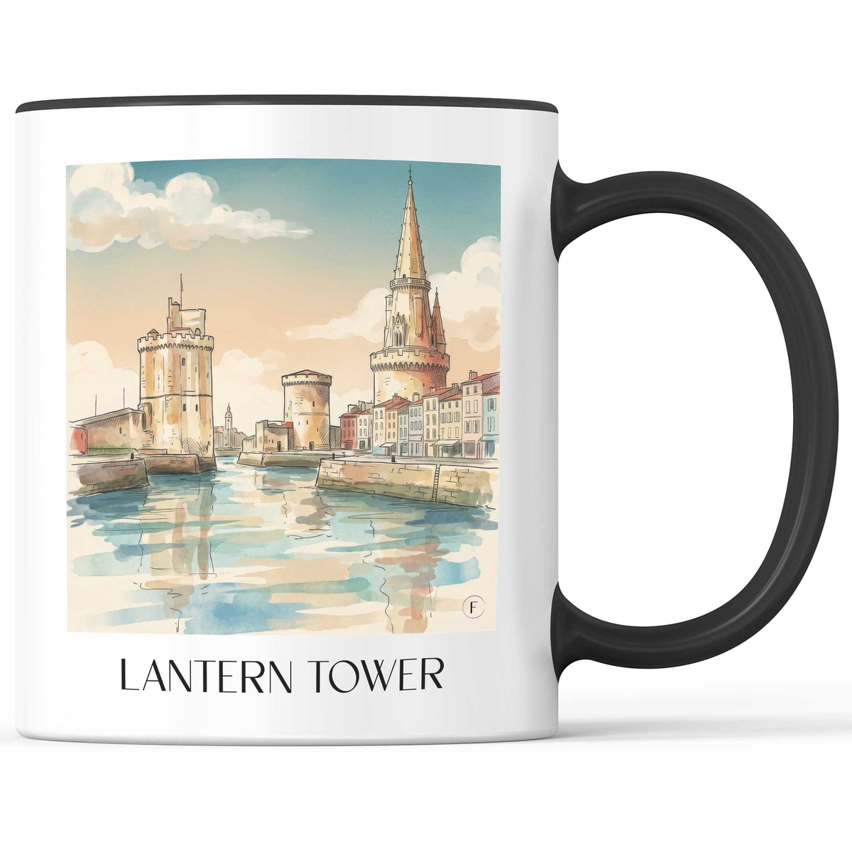 Tour de la Lanterne Kaffeebecher - La Rochelle - Frankreich Becher - Kaffeetasse im Aquarell Stil - favplace