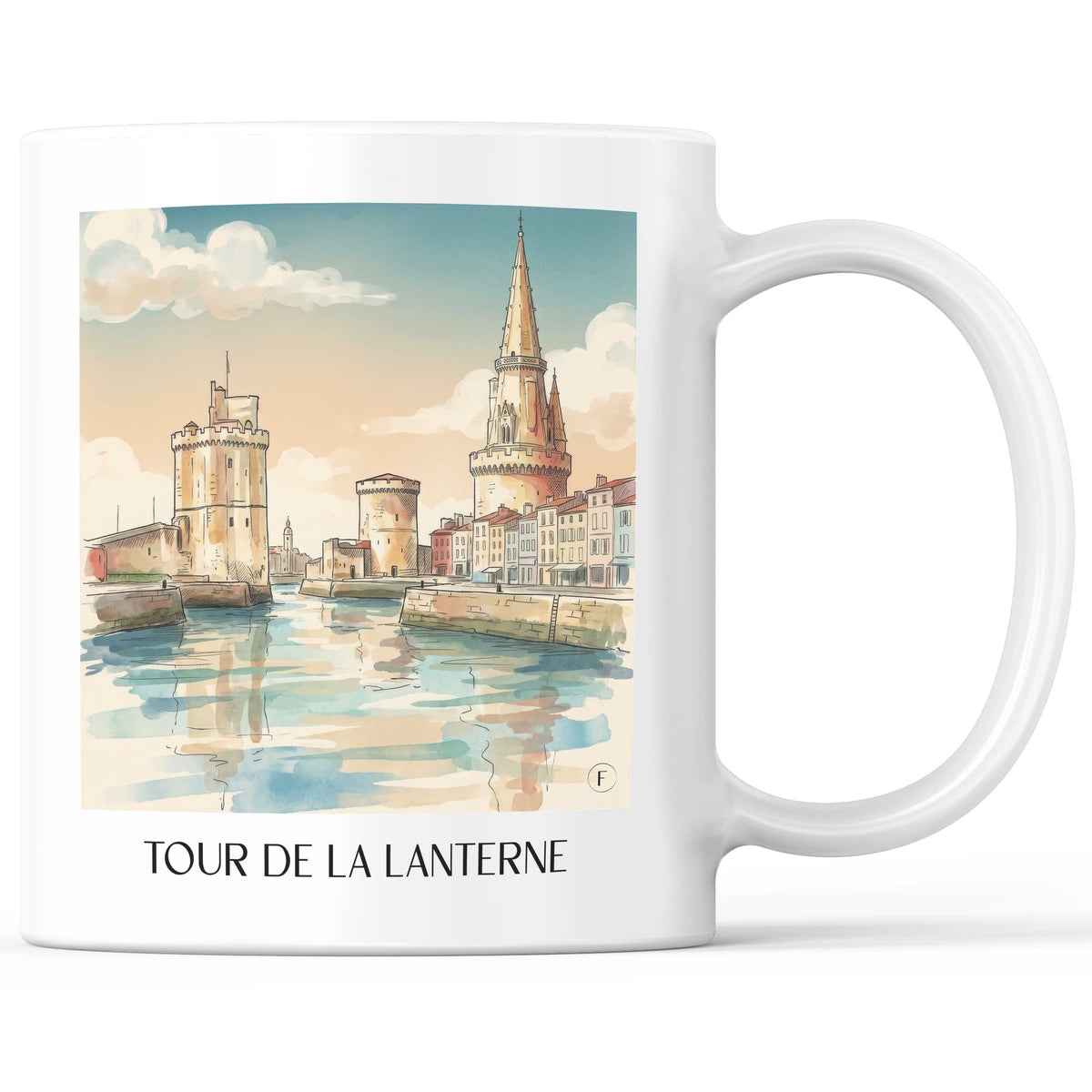 Tour de la Lanterne Kaffeebecher - La Rochelle - Frankreich Becher - Kaffeetasse im Aquarell Stil - favplace