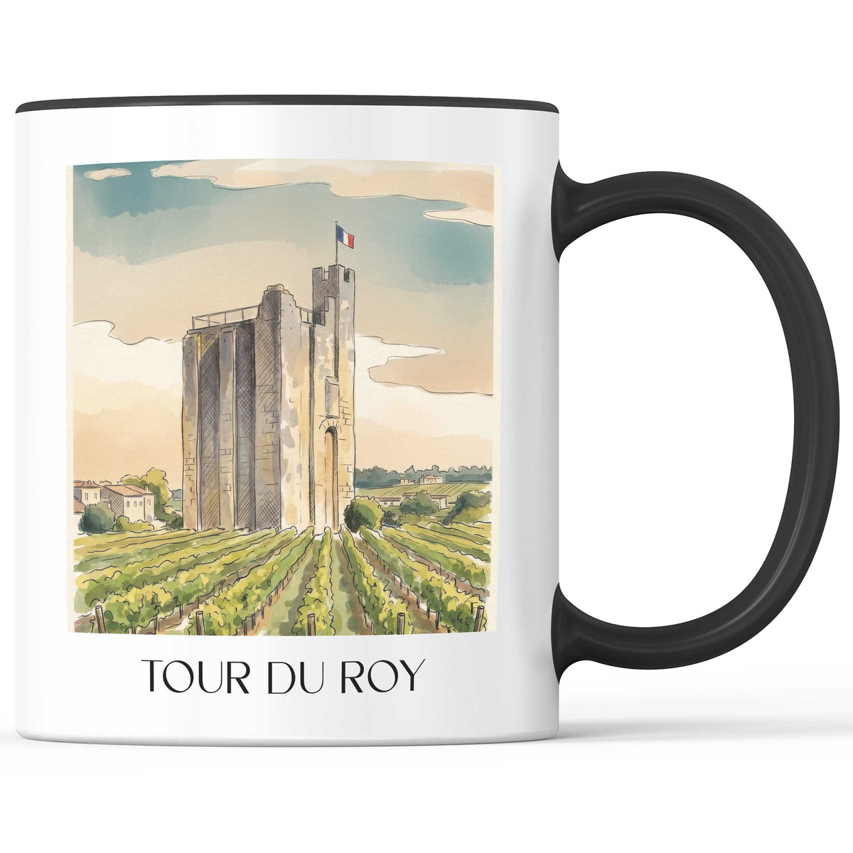 tour-du-roy-saint-émilion-frankreich-kaffeebecher-aquarell