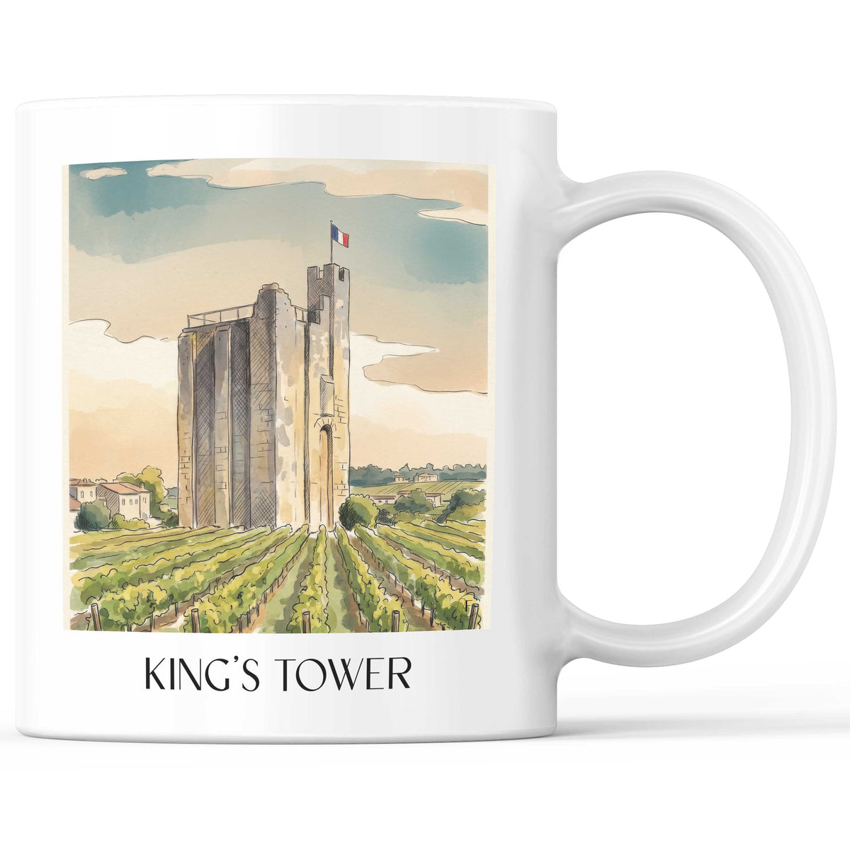 Tour du Roy Kaffeebecher - Saint-Émilion - Frankreich Becher - Kaffeetasse im Aquarell Stil - favplace
