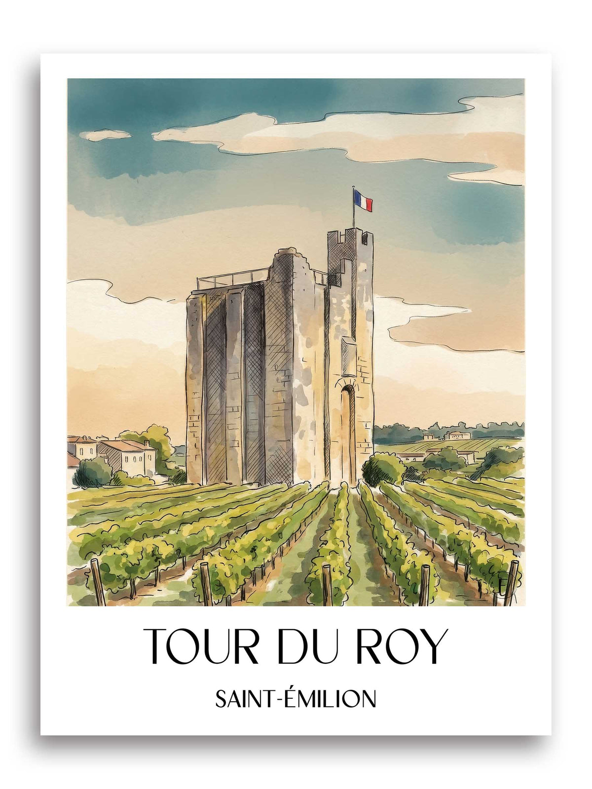 tour-du-roy-saint-émilion-frankreich-poster-aquarell