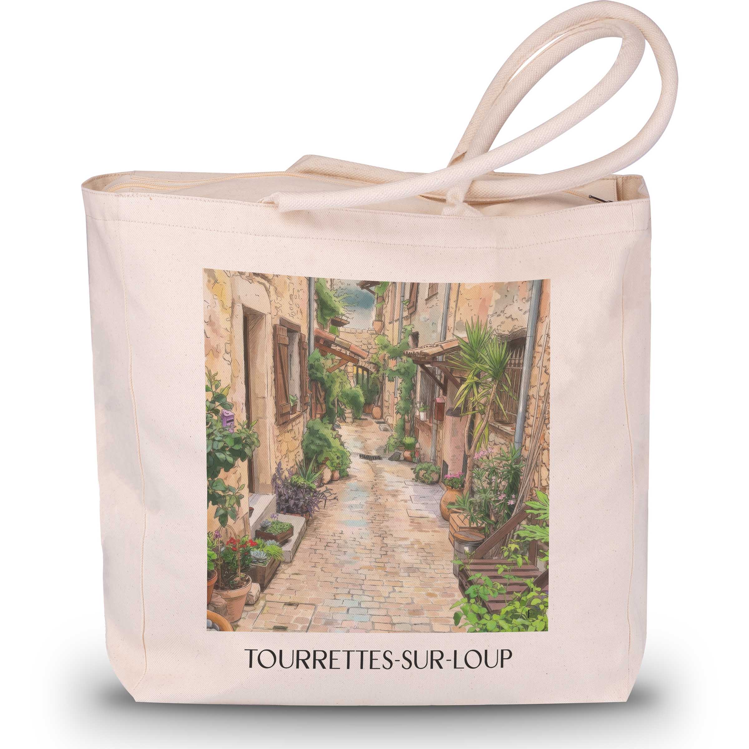 tourrettes-sur-loup-côte-d´azur-frankreich-einkaufstasche-aquarell