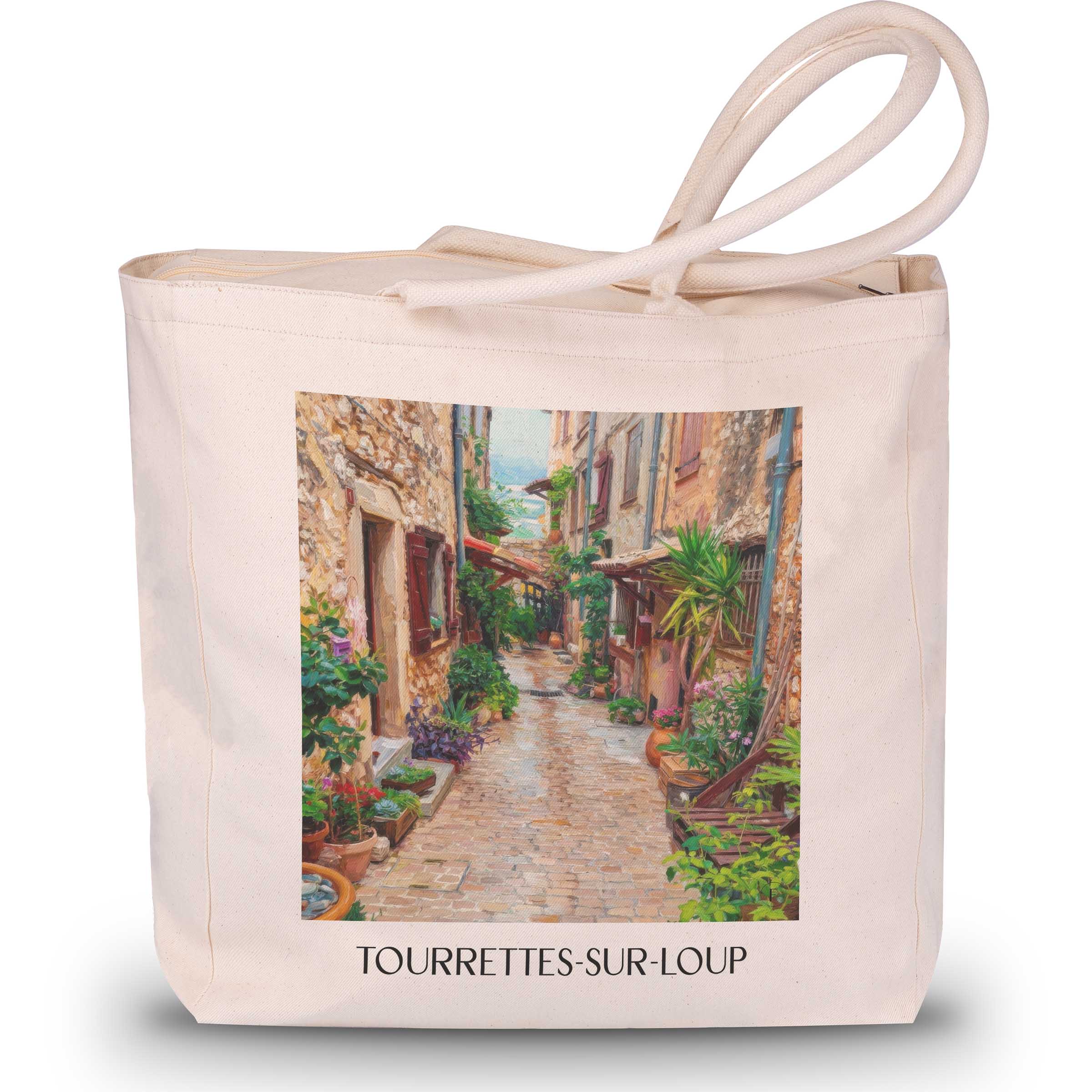 Tourrettes-sur-Loup Shopping Bag - French Riviera - France Tote Bag - Oil Painting Style Shopping Bag