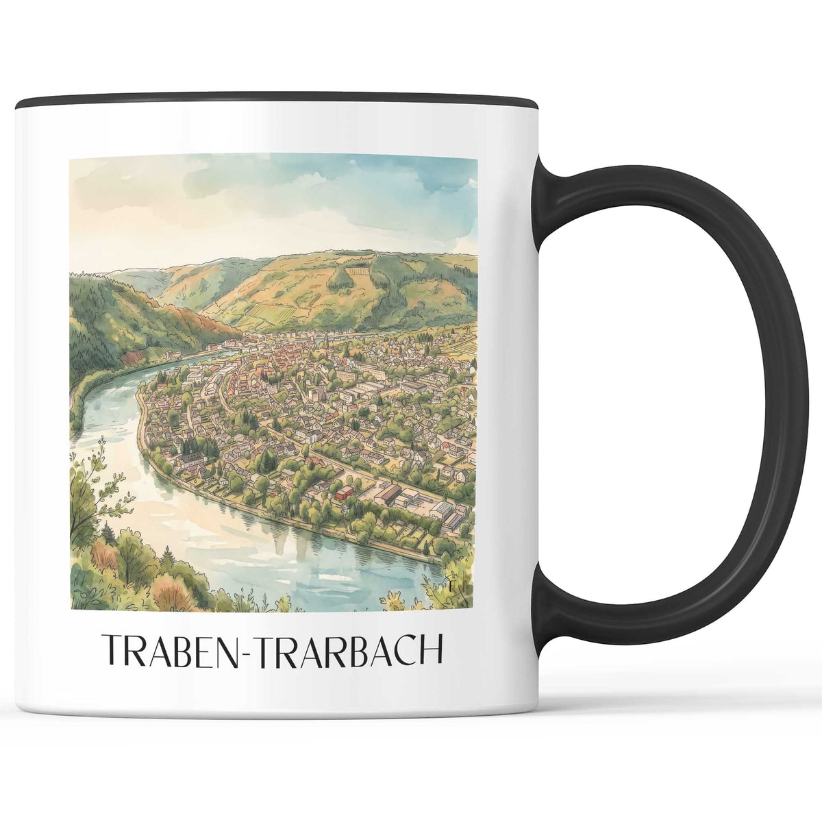 Traben-Trarbach Kaffeebecher - Rheinland-Pfalz - Deutschland Becher - Kaffeetasse im Aquarell Stil - favplace