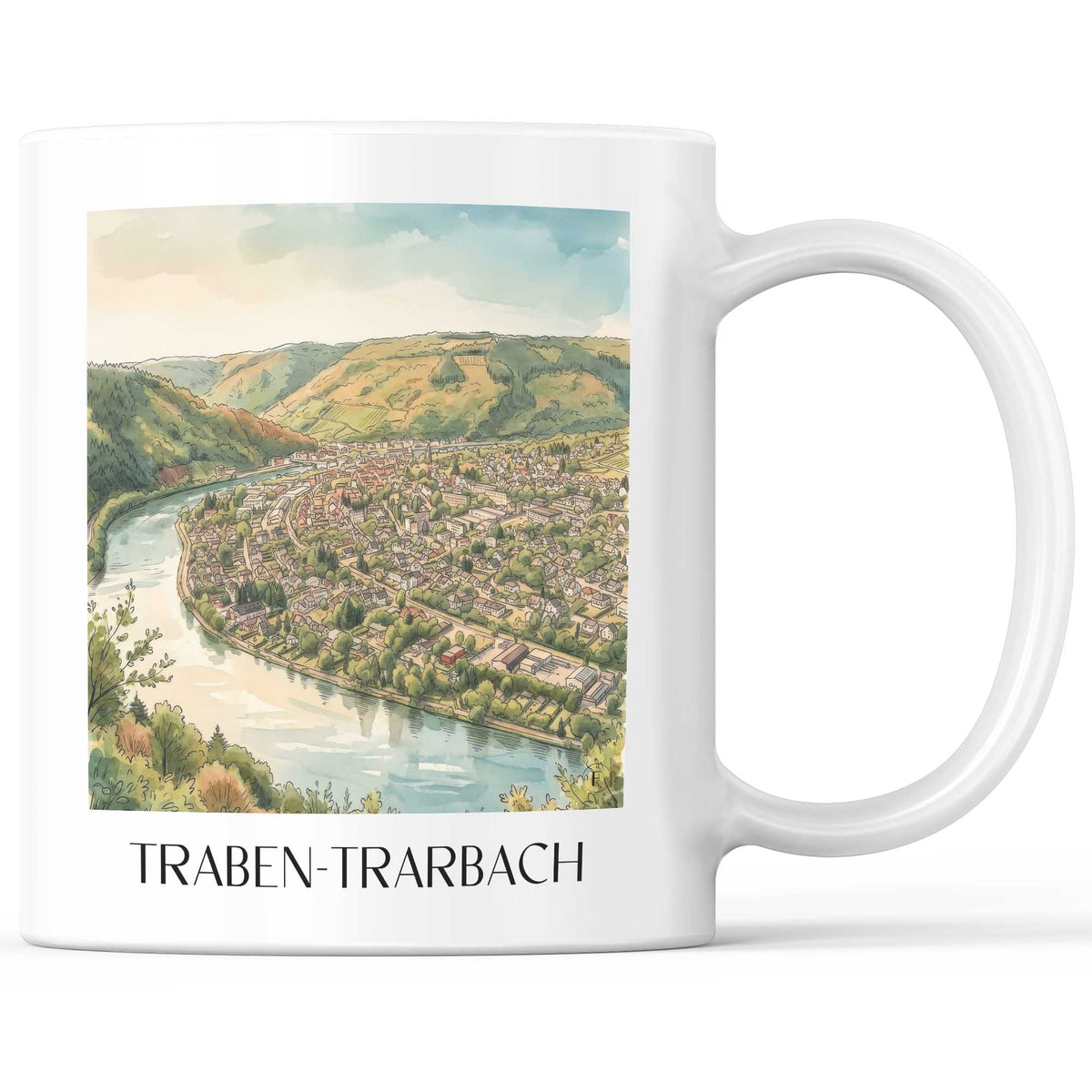 Traben-Trarbach Kaffeebecher - Rheinland-Pfalz - Deutschland Becher - Kaffeetasse im Aquarell Stil - favplace