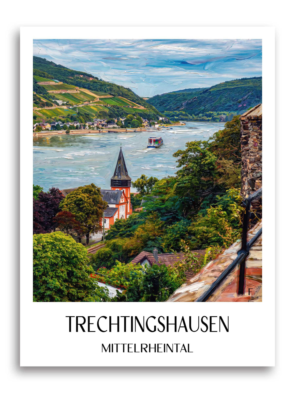 Trechtingshausen Poster - Mittelrheintal - Deutschland Kunstdruck - Ölgemälde von A4 bis A1 - favplace