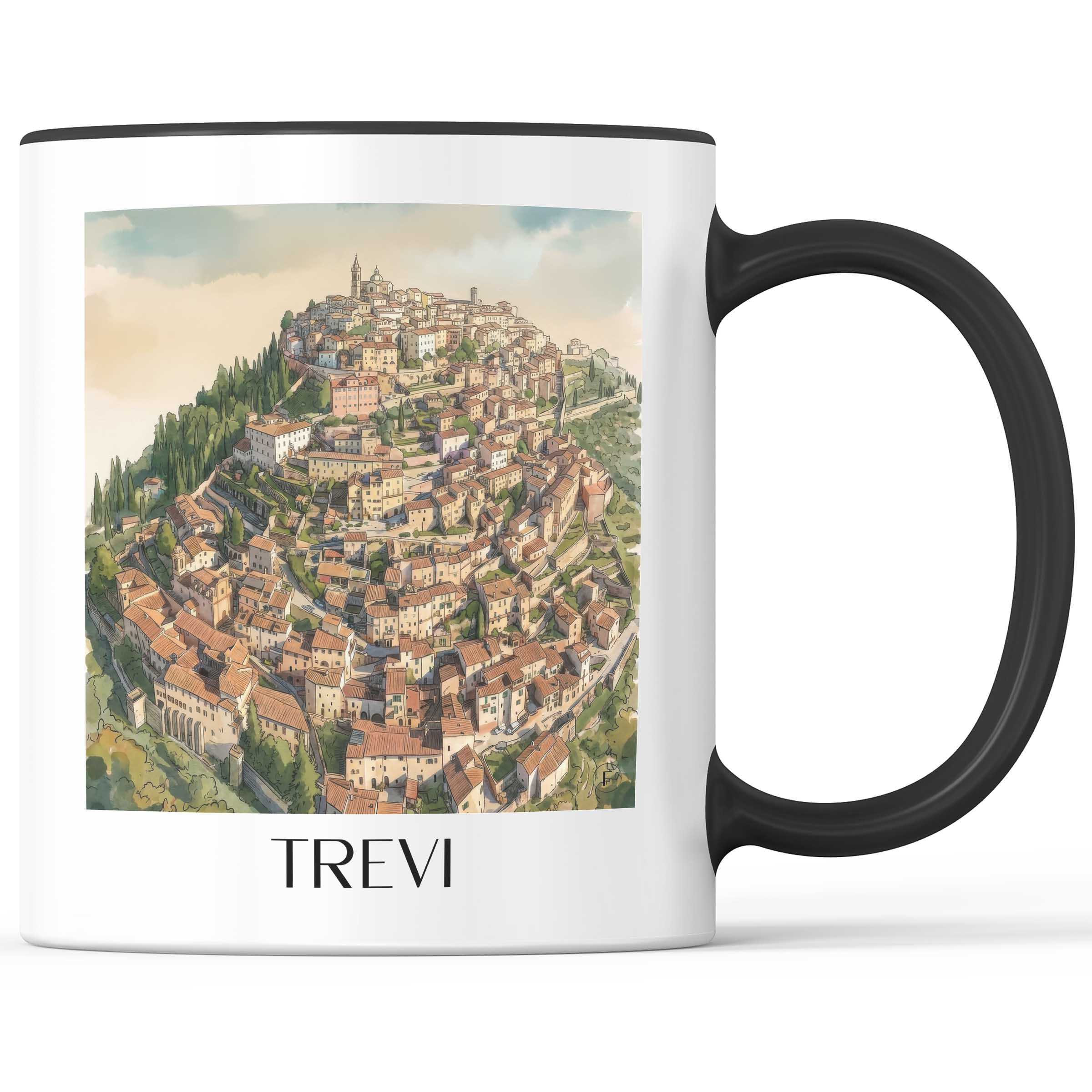 Trevi Kaffeebecher - Umbrien - Italien Becher - Kaffeetasse im Aquarell Stil - favplace