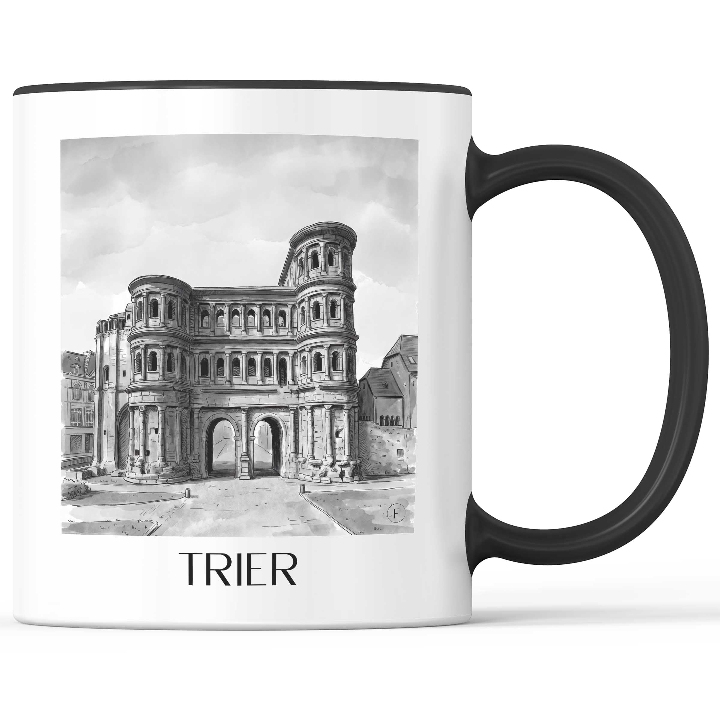 Trier - Deutschland Becher - Kaffeetasse im Aquarell Schwarz-Weiß Stil - favplace