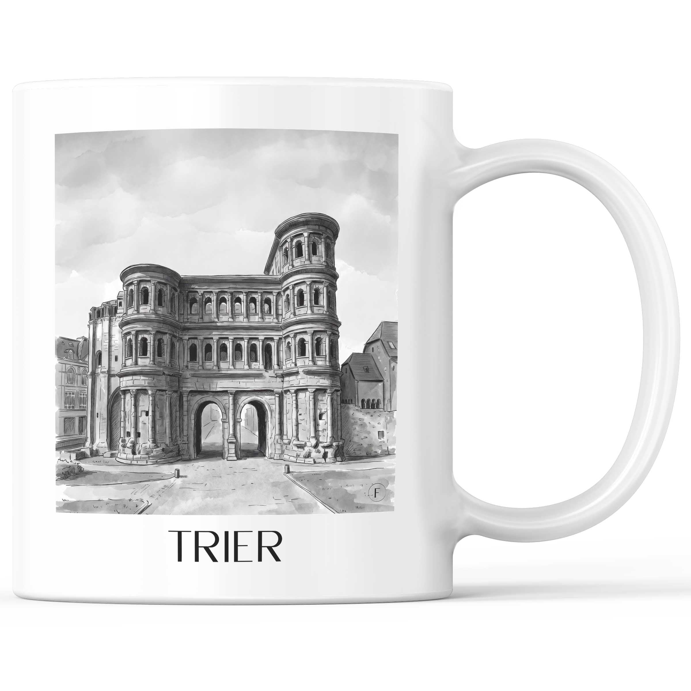 Trier - Deutschland Becher - Kaffeetasse im Aquarell Schwarz-Weiß Stil - favplace