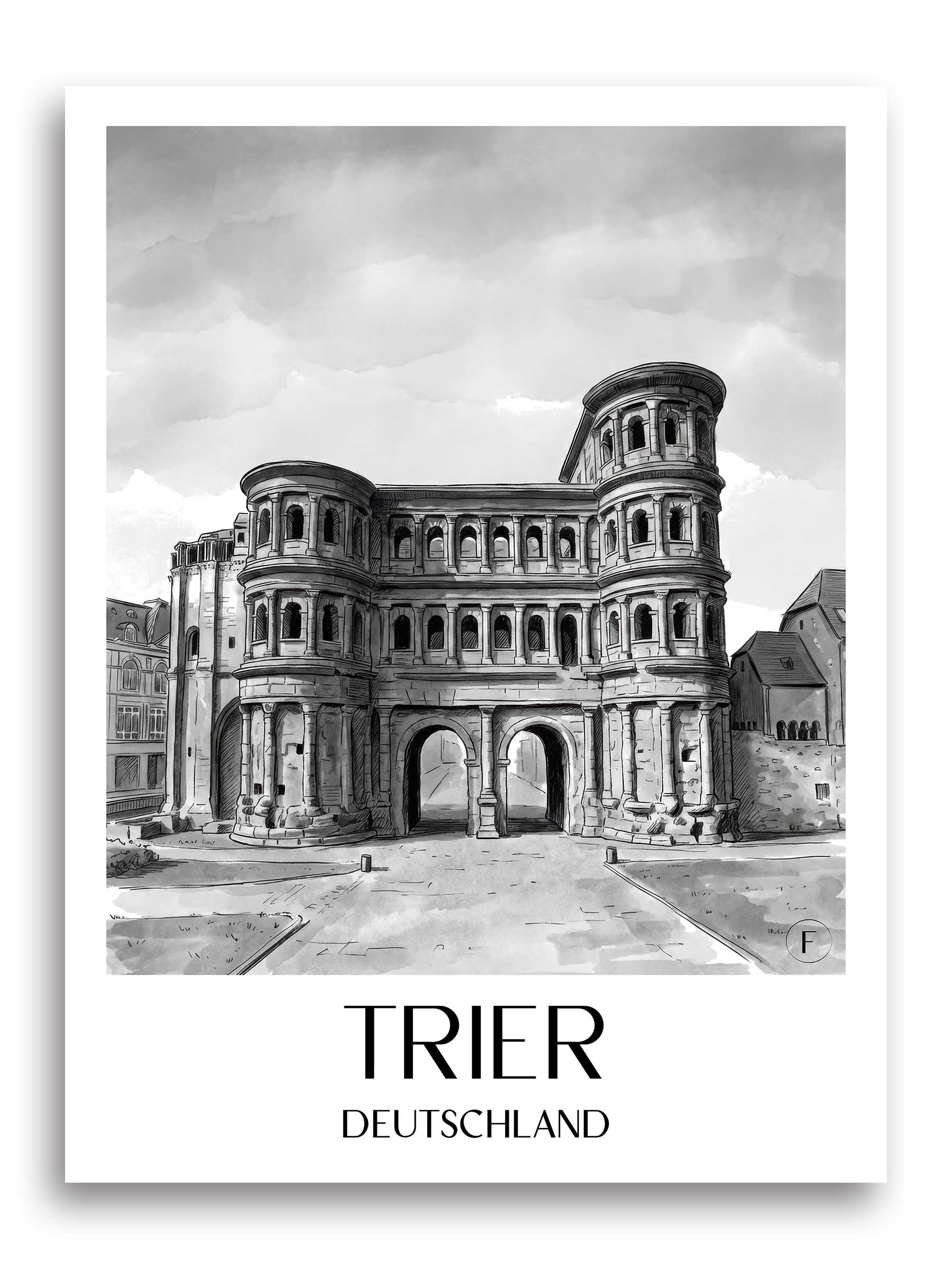 trier-deutschland-poster-aquarell-schwarz-weiss