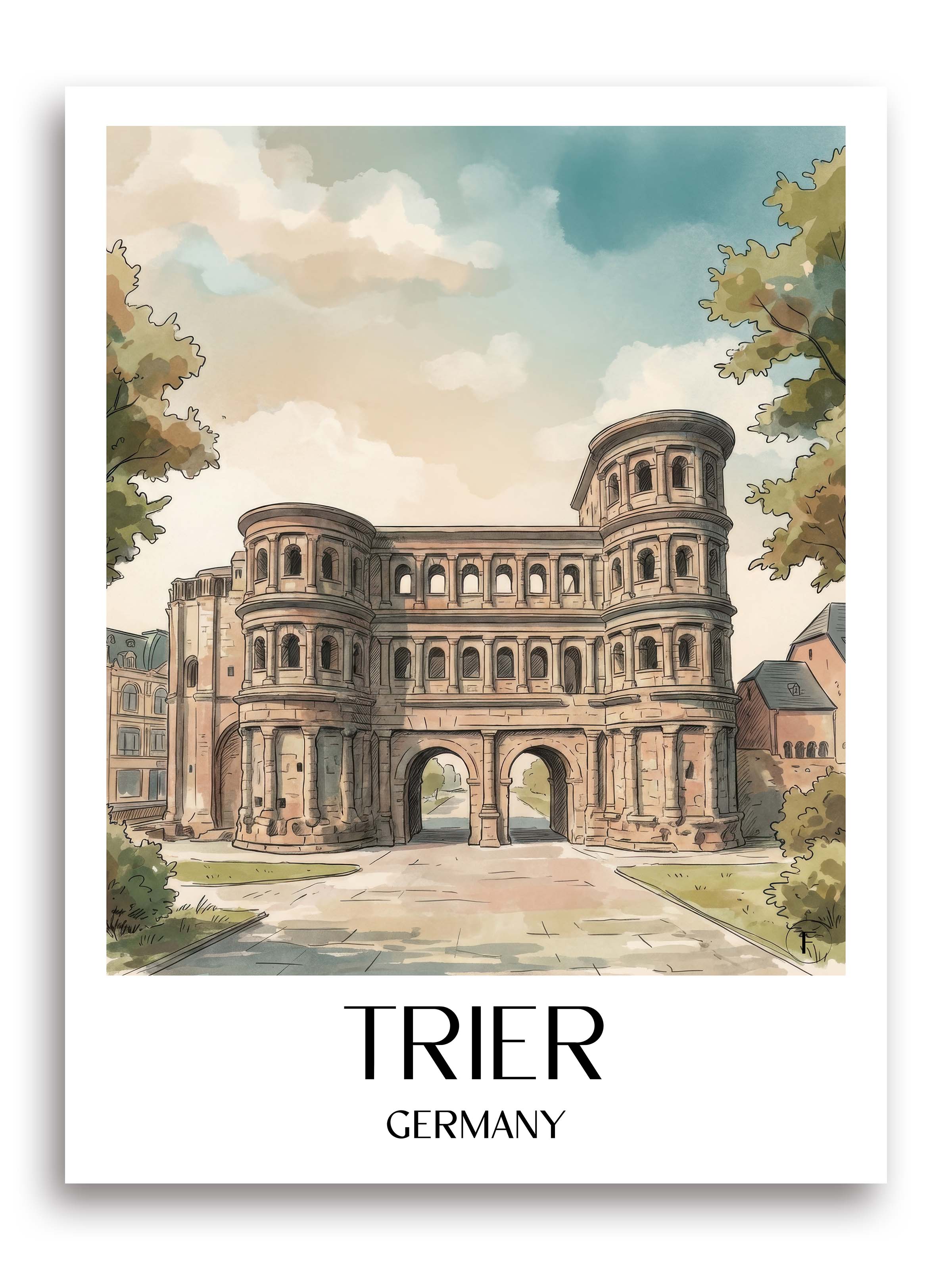 Trier Poster - Deutschland Kunstdruck - Aquarell von A4 bis A1 - favplace